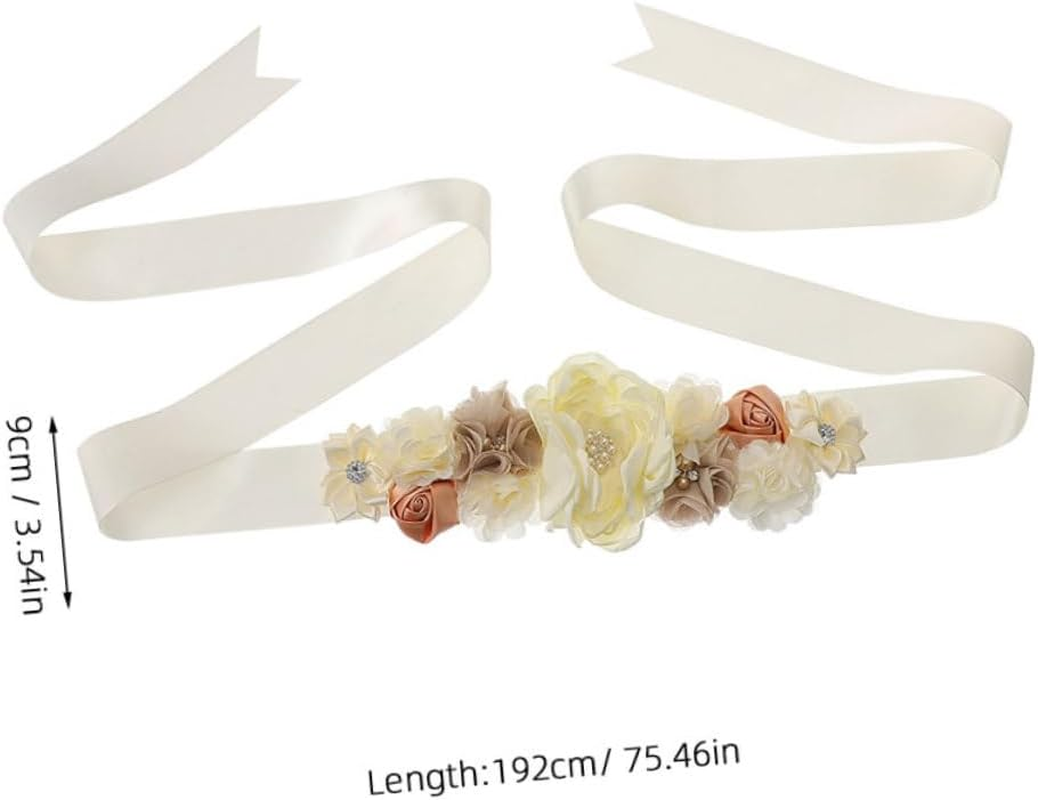 2Pcs Pregnancy Sash Belt Floral Decoration and Rhinestones for Shower Maternity Photoshoot and Gender Reveal Keepsake for Expecting Moms image number 1