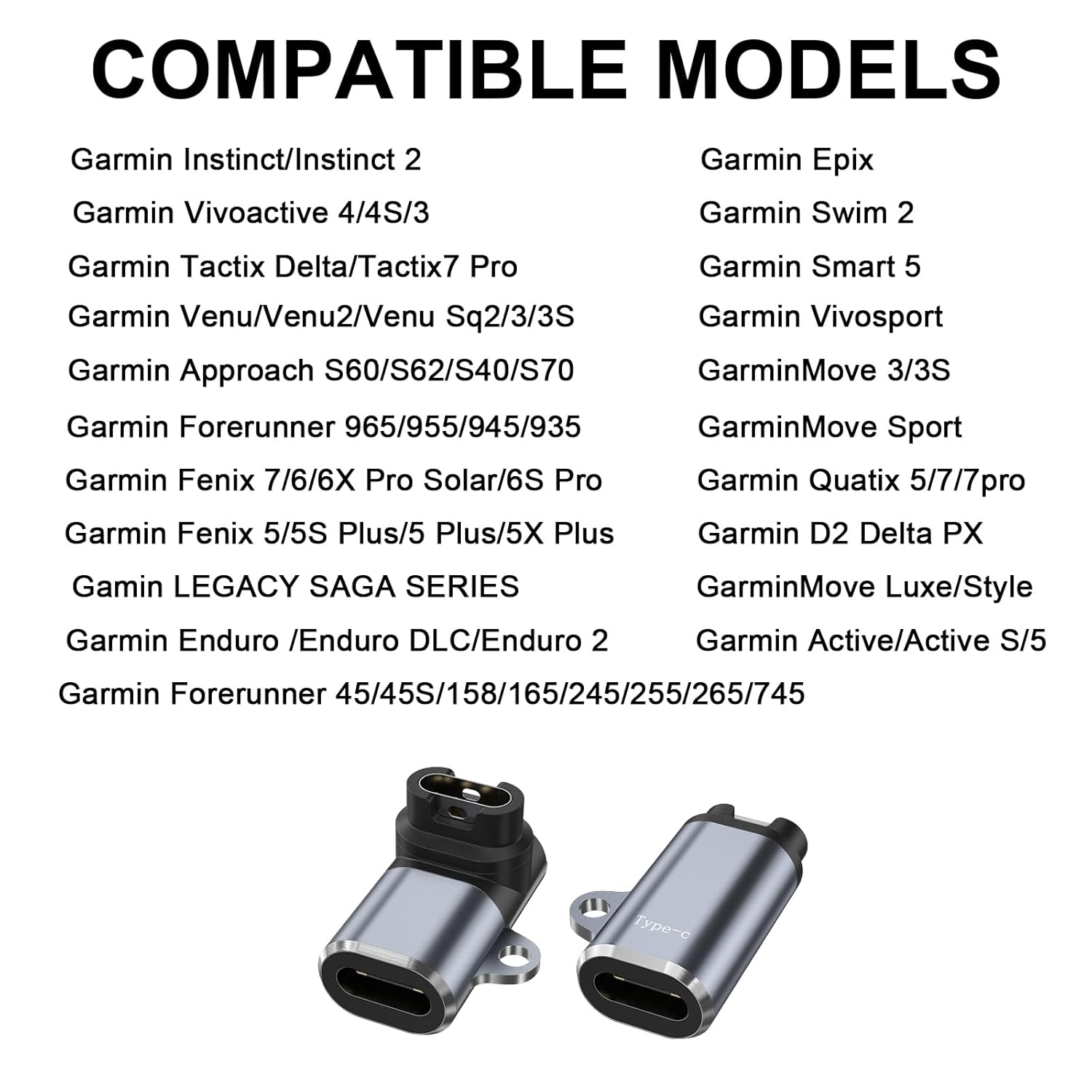 Meliya Charger Adapter for Garmin Watch, USB Type C Garmin Charging Cable Converter for Fenix 8 7 7S 7X 6 6S 6X 5 5S 5X, Forerunner 965 955 935 245 45S 165, Venu 3S 2 SQ, Instinct, Vivoactive 5 4 4S 3 image number 1