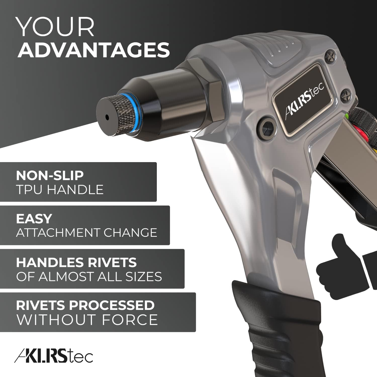 Klrstec Professional Rivet Gun Kit Incl. 120 Pop Rivets and 4 HSS Drills - Pop Rivet Tool Kit for Processing Blind Rivets image number 1