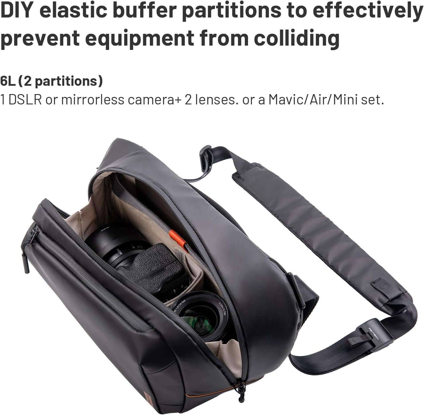 PGYTECH Onego Solo V2 Camera Sling Bag, 6L Crossbody Bag for Urban Travel Photographers, Mirrorless Camera Bag for Sony/Canon/Nikon/Dji Mavic/Air/Mini/Tripod/Laptop image number 2