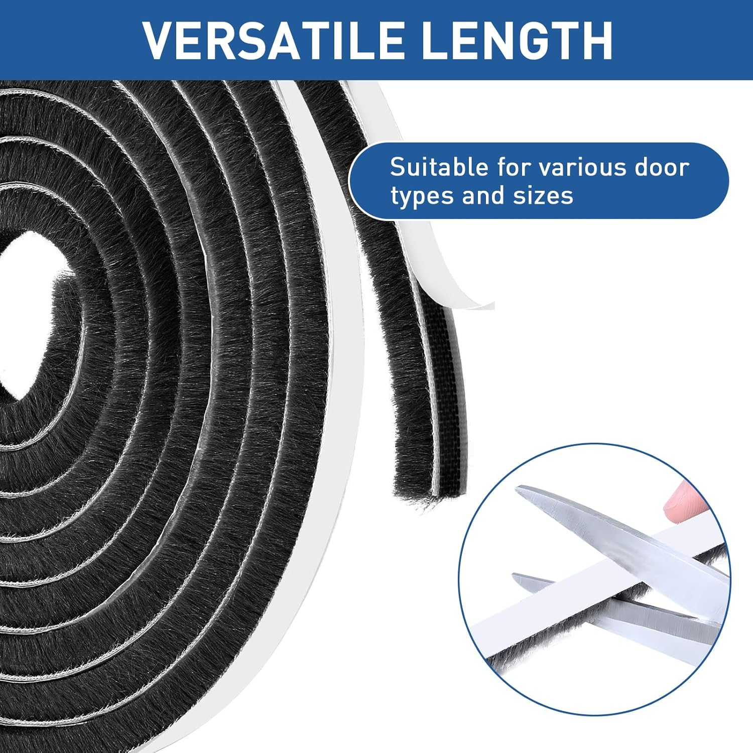 Tambee Self-Adhesive Pile Weatherstrip Brush Weather Stripping Sliding Door Insulation Door Weather Strip Window Sealer for Winter 3/8 Inch X 3/8 Inch X 16.5 Ft Black (16.5 Ft) image number 2