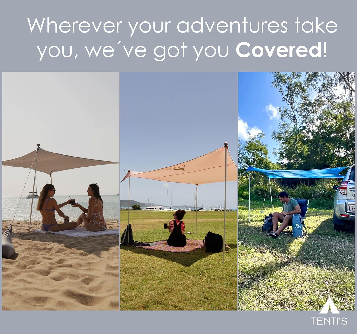 TENTI'S Beach Tent - Beach Umbrella Tent, Pop up Tent, Beach Cabana, Beach Shade, Beach Tent Sun Shelter, Beach Umbrella Sand Anchor, Beach Canopy, Beach Gazebo, Tents for Camping (Sky Blue) - Sky Blue image number 2