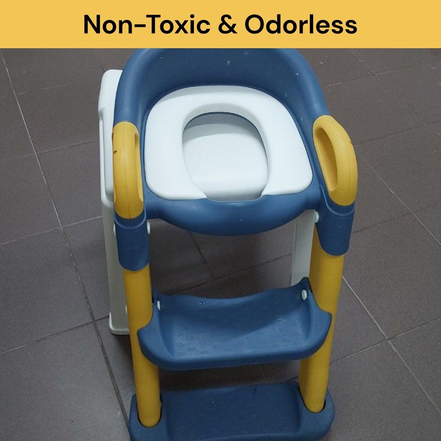 EZONEDEAL Potty Training Toilet Seat for Toddler, Upgraded Non-Slip Step Stool Ladder for Toilet, Maximum Load up to 65 Kg, Adjustable Height Foldable Toilet Seat for Aged 1-10 Boy and Girl (Pink) image number 5