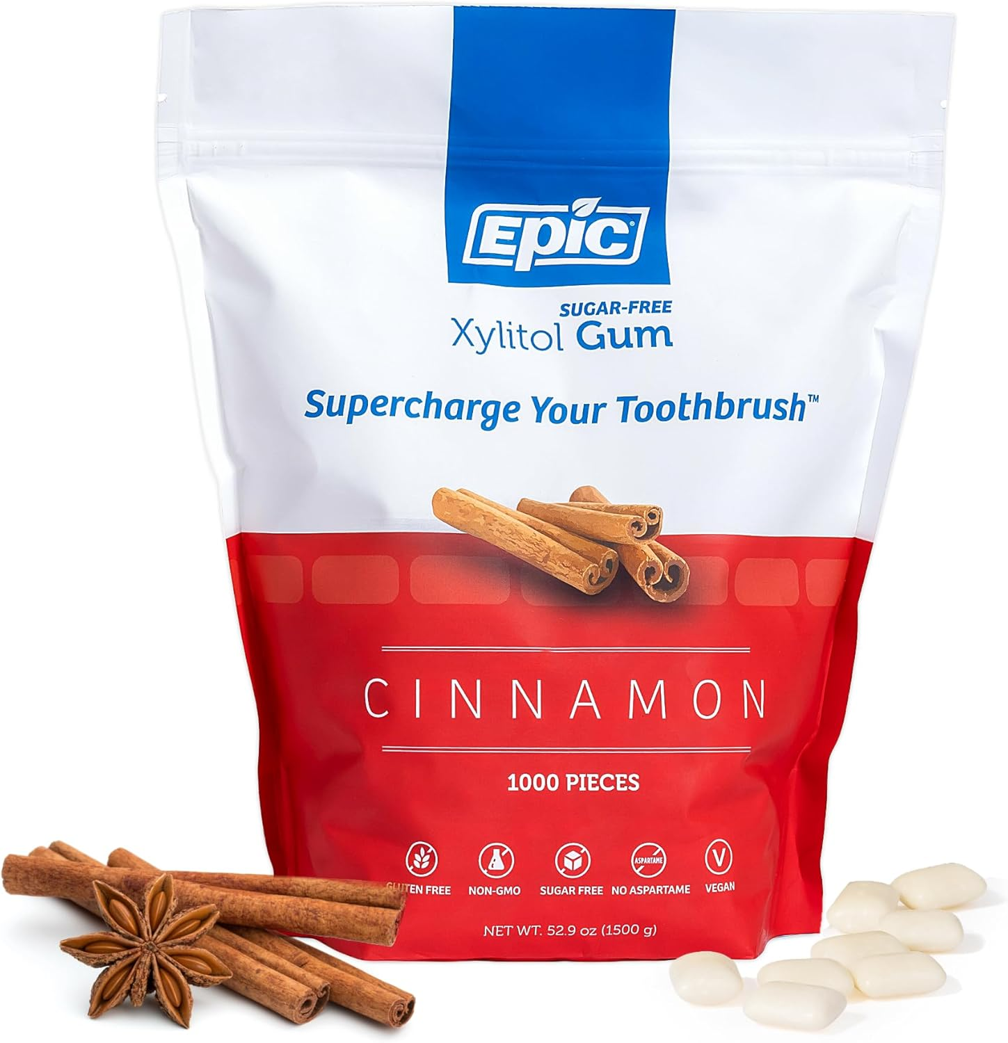 Epic Cinnamon Sugar-Free Xylitol 1000 Dental Gum