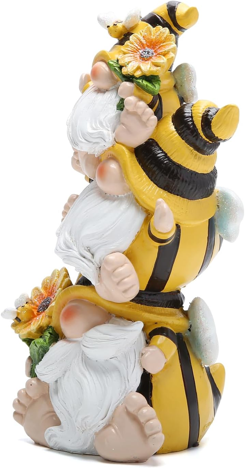 Hodao Summer Bee Gnome Decorations Indoor Home Table Decor Cute Stacked Bee Gnome Figurines Gifts -Swedish Dwarf Elf Figurines Summer Garden Honey Bees Gnomes Decorations (Bee1) image number 2