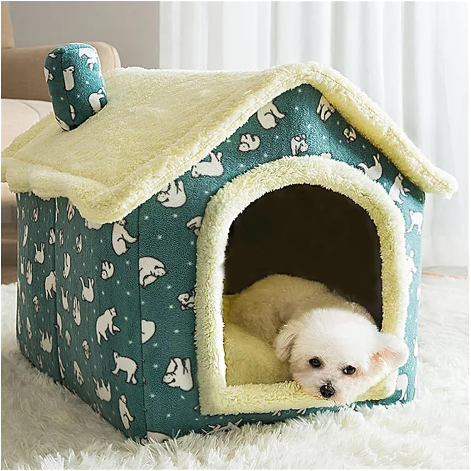 Pet Bed Foldable Cat Bed Pet Dog House Winter Cat Villa Sleep Kennel Comfort (Color : Gray Cat, Size : S(30X36X31Cm))