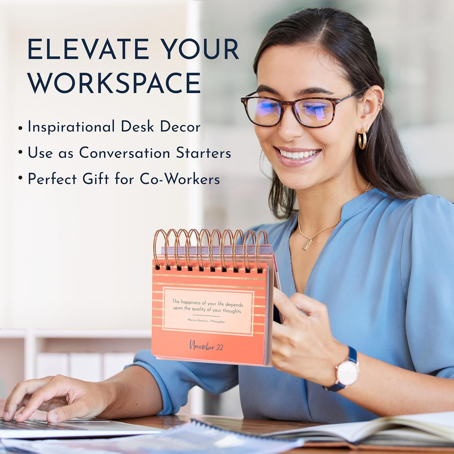 RYVE Motivational Calendar - Daily Flip Calendar with Motivational Quotes - Inspirational Love Gifts for Women, Office D&eacute;cor/Office Gifts, Desk Decorations for Women, Pink - Path Of Legend image number 2