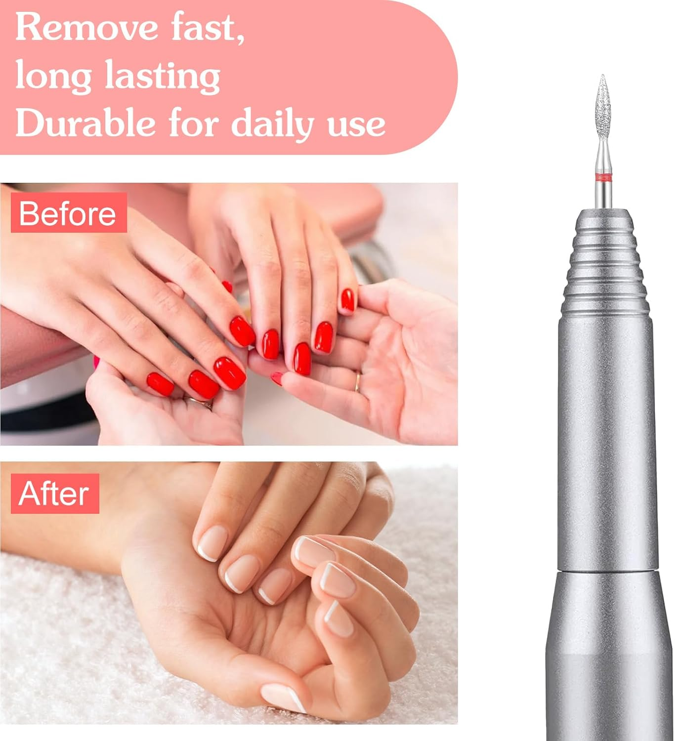 Gjinxi Diamond Flame Cuticle Drill Bits Set 12Pcs Cuticle Nail Drill Bit 3/32'' Professional Nail Bits Kit for Clean Dead Skin Manicure Pedicure, Acrylic Gel Nails, Salon Home Nails Care Tools image number 3