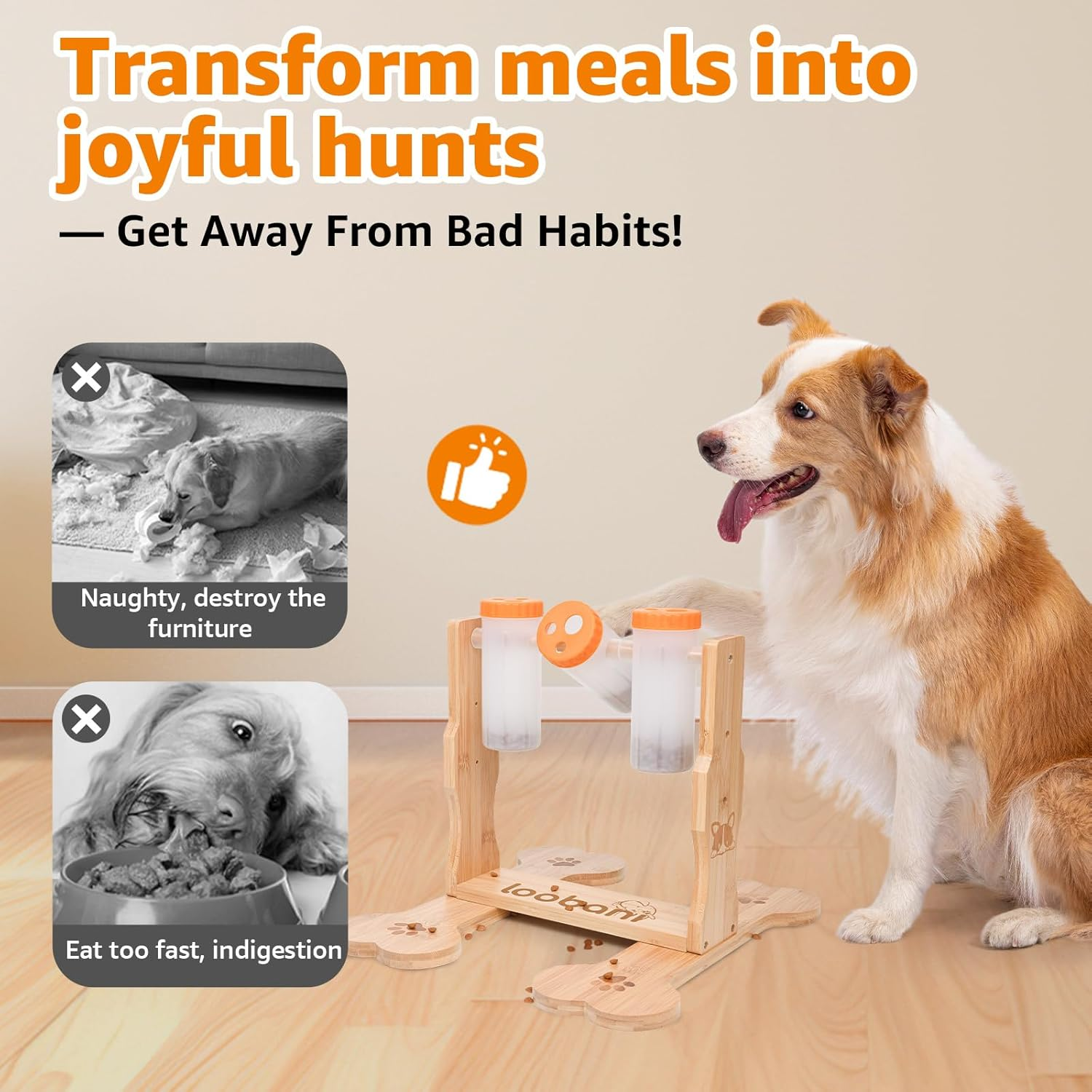 LOOBANI Dog Puzzle Toys Wooden - Interactive Dog Toys for Mental Stimulation, Treat Dispensing, Food Slow Feeder for Small to Large Dogs image number 2