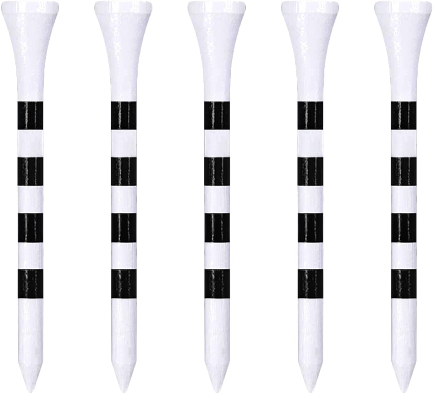 Zivisk Wooden Golf Tees 2-3/4 Inch or 3-1/4 Inch Pack of 100,Reduce Friction & Side Spin,More Durable & Stable Golf Wood Tees(White & Color-Stripe)