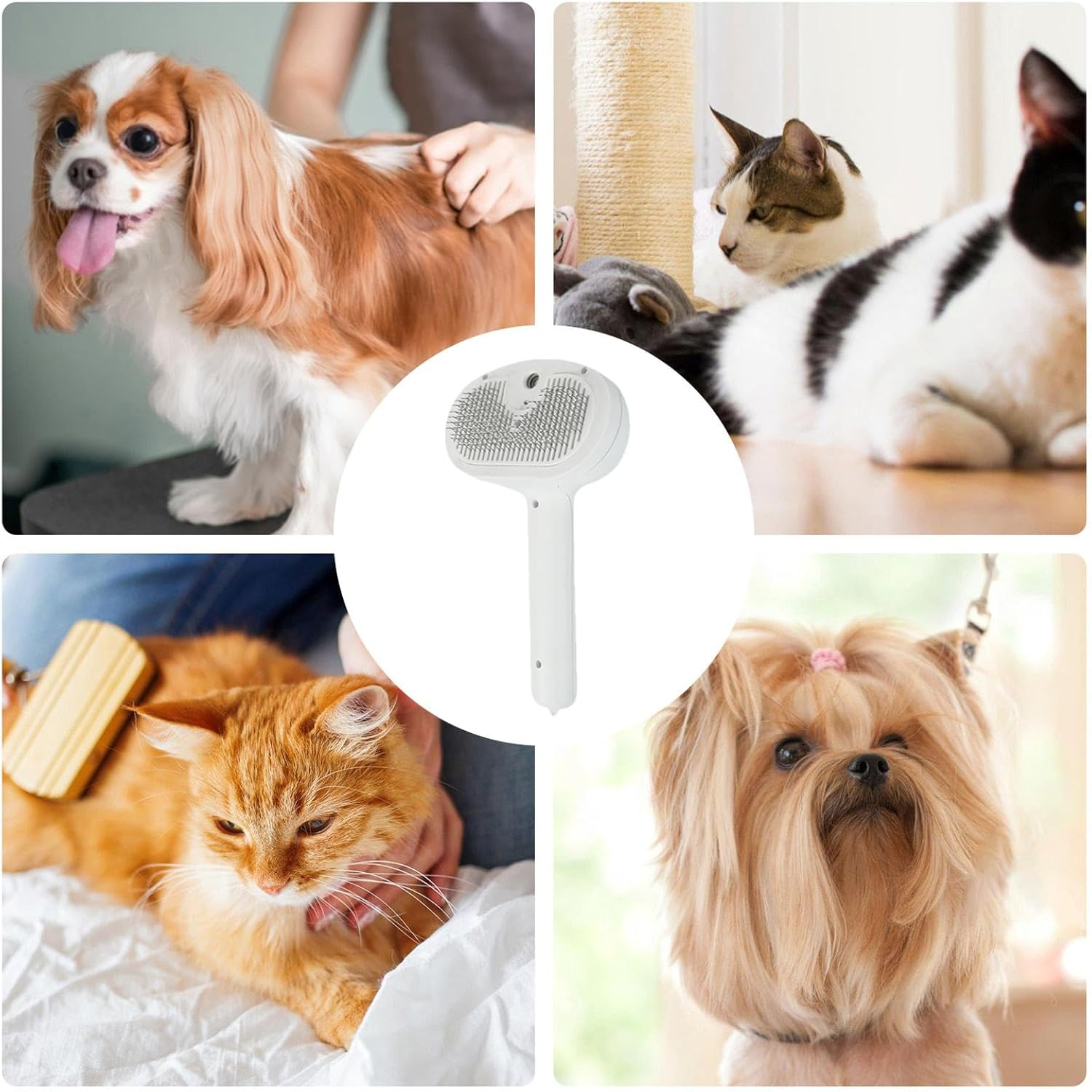 Steam Cat Hair Brush | Dog Slicker Steamy Brush - Hangable Pet Hair Brush with Mist and Release Button, for Tangles and Shedding image number 5