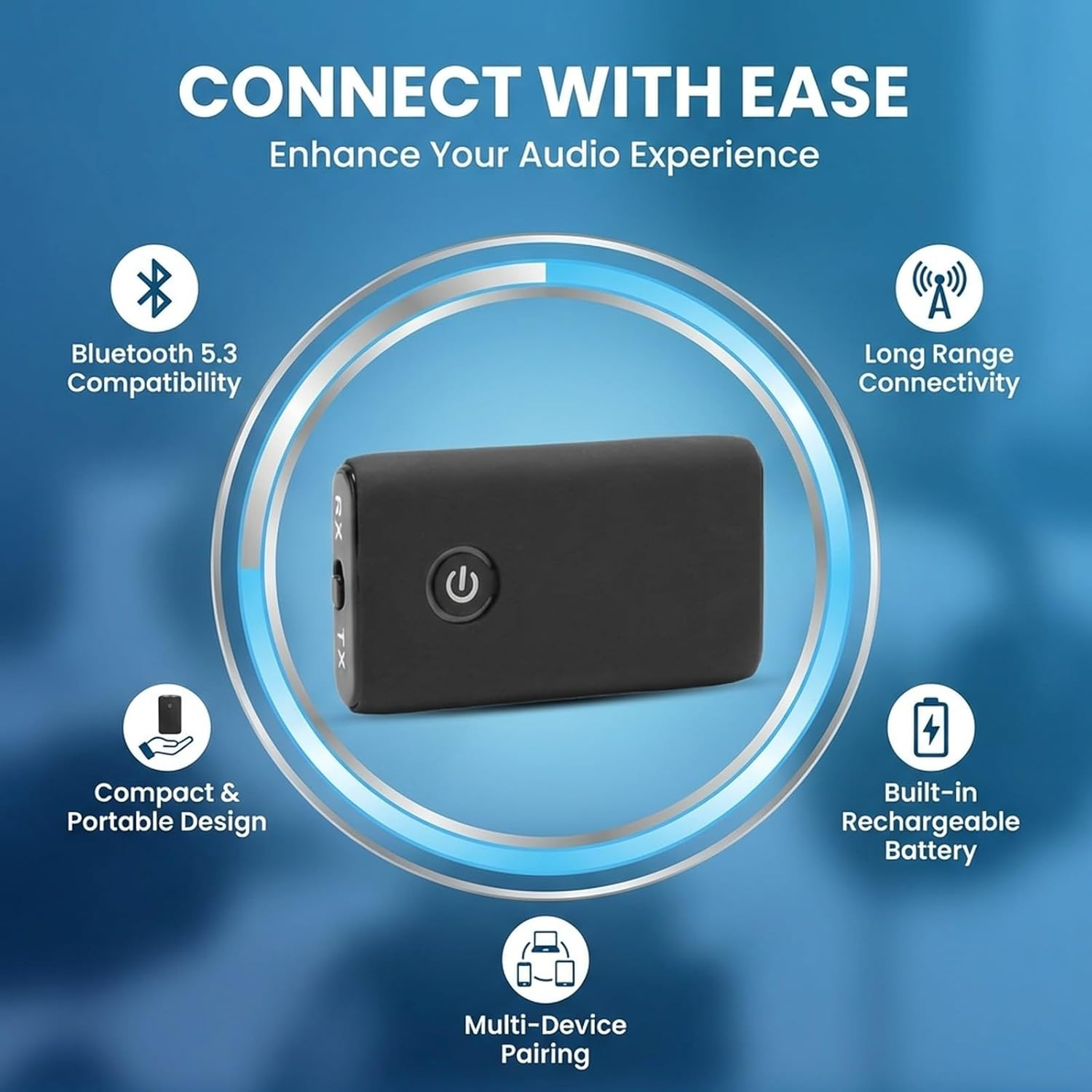 5.3 Bluetooth Transmitter Receiver, 2 in 1 Wireless Adapter with 3.5Mm Jack - Low Latency Audio, Stable Connection, Ideal Wireless Audio Receivers & Adapters for TV and Home Theater image number 6