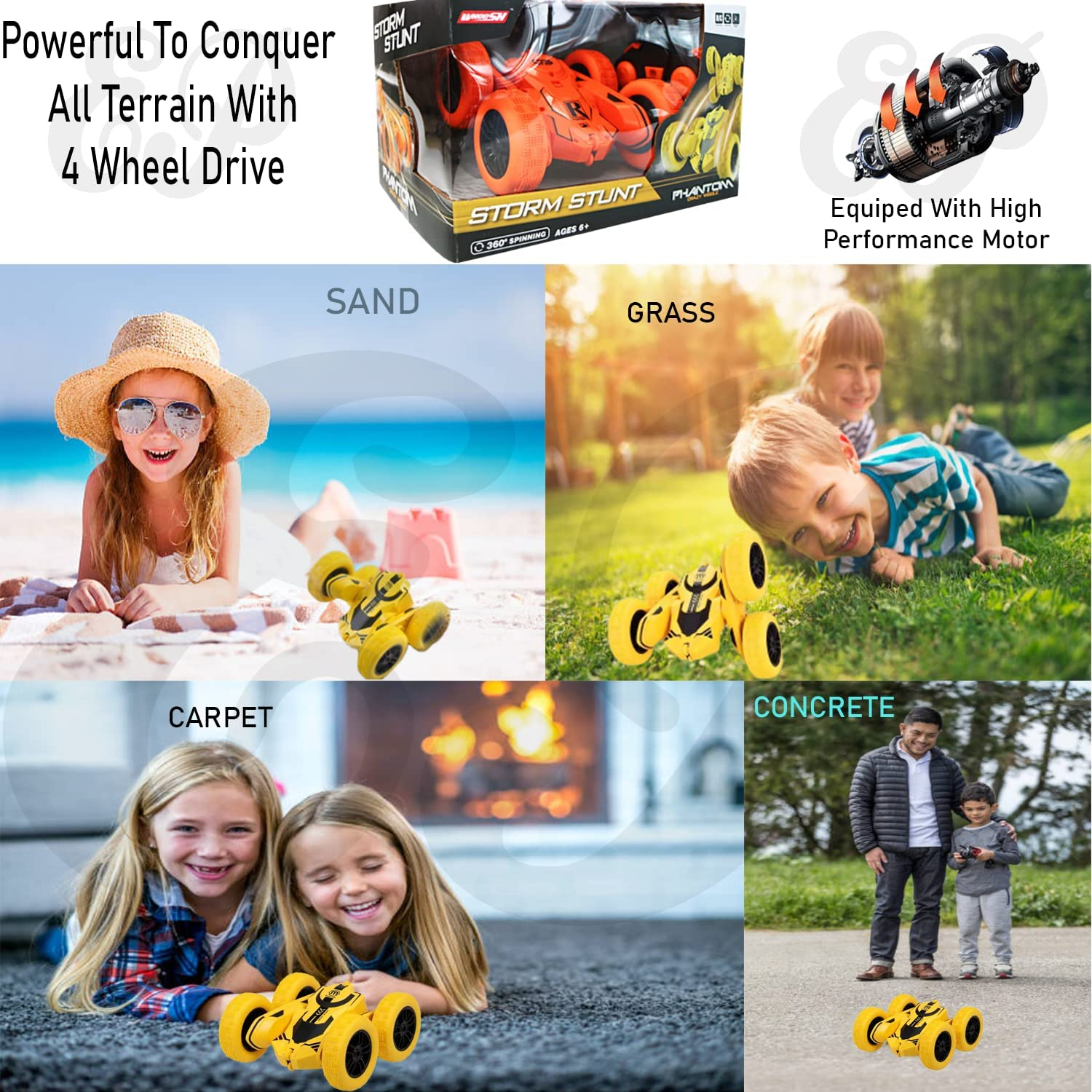 RC Stunt Car with Rollover Stunt and Wall Flip Function for Kids| Rechargeable 4WD Remote Control Car | Double Sided Rotating Car with Tumbling and 360&deg; Spinning Features|Toy Car Crawler Vehicle Toy. image number 5