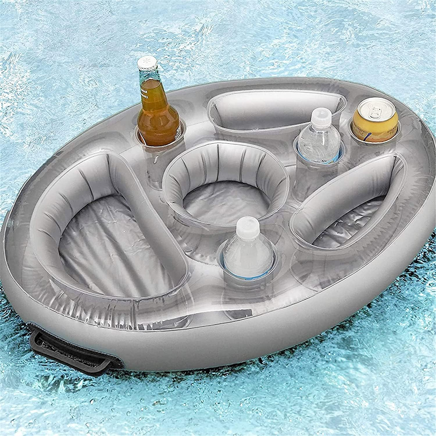 Weilaike Inflatable Floating Drink Holder, 8 Holes Pool Food Drink Tray,Versatile Floating Tray for Pools & Hot Tub, Beach & Spa Hot Tub Accessories,Large Capacity Drink Float image number 4