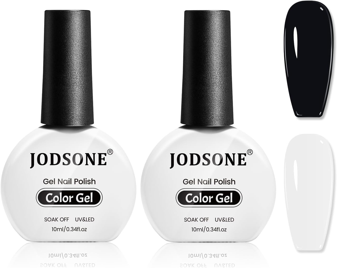 JODSONE 2Pcs Nail Polish Set 10Ml Black and White Gel Polish，Soak off LED U V Nail Gel Manicure All Seasons Polish Nail image number 6