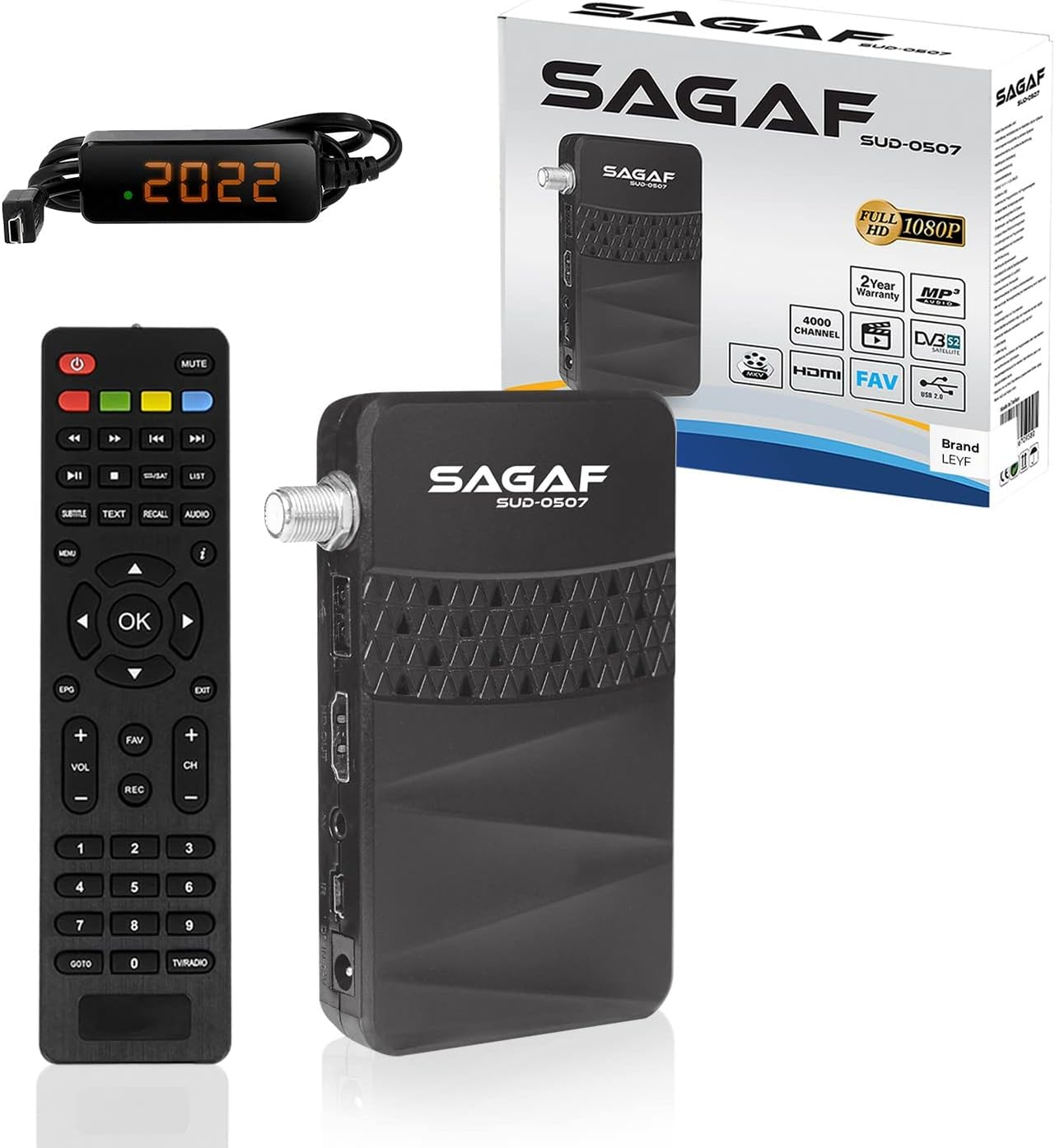 LEYF & Sagaf SUD-0507 Mini Satellite Receiver DVB-S2 Full HD 1080P Digital Receiver (HDTV, Scart, USB) image number 5