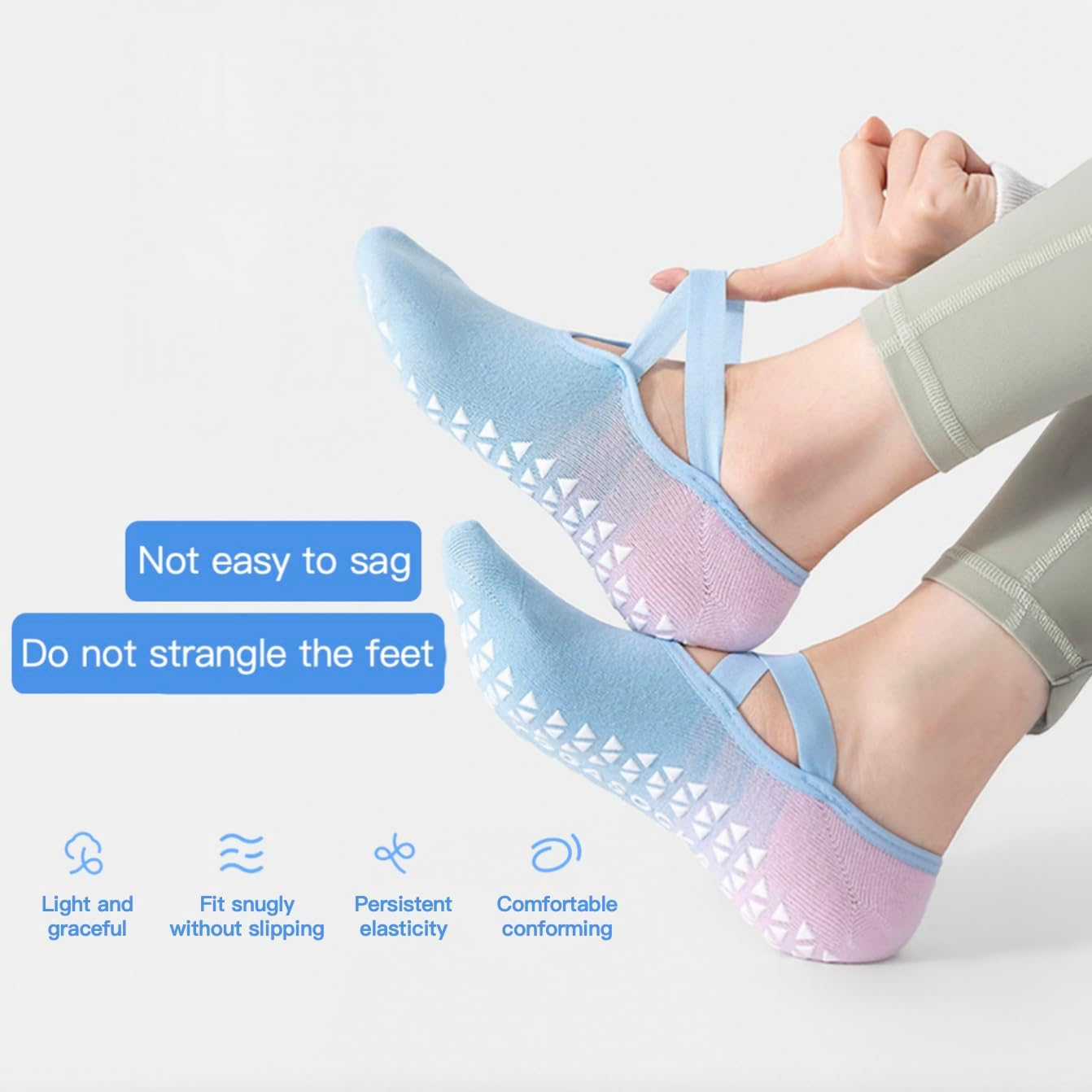 6 Pairs Pilates Socks for Women - Non Slip Grip Socks for Yoga, Barre, Hospital, Dance, Barefoot image number 6