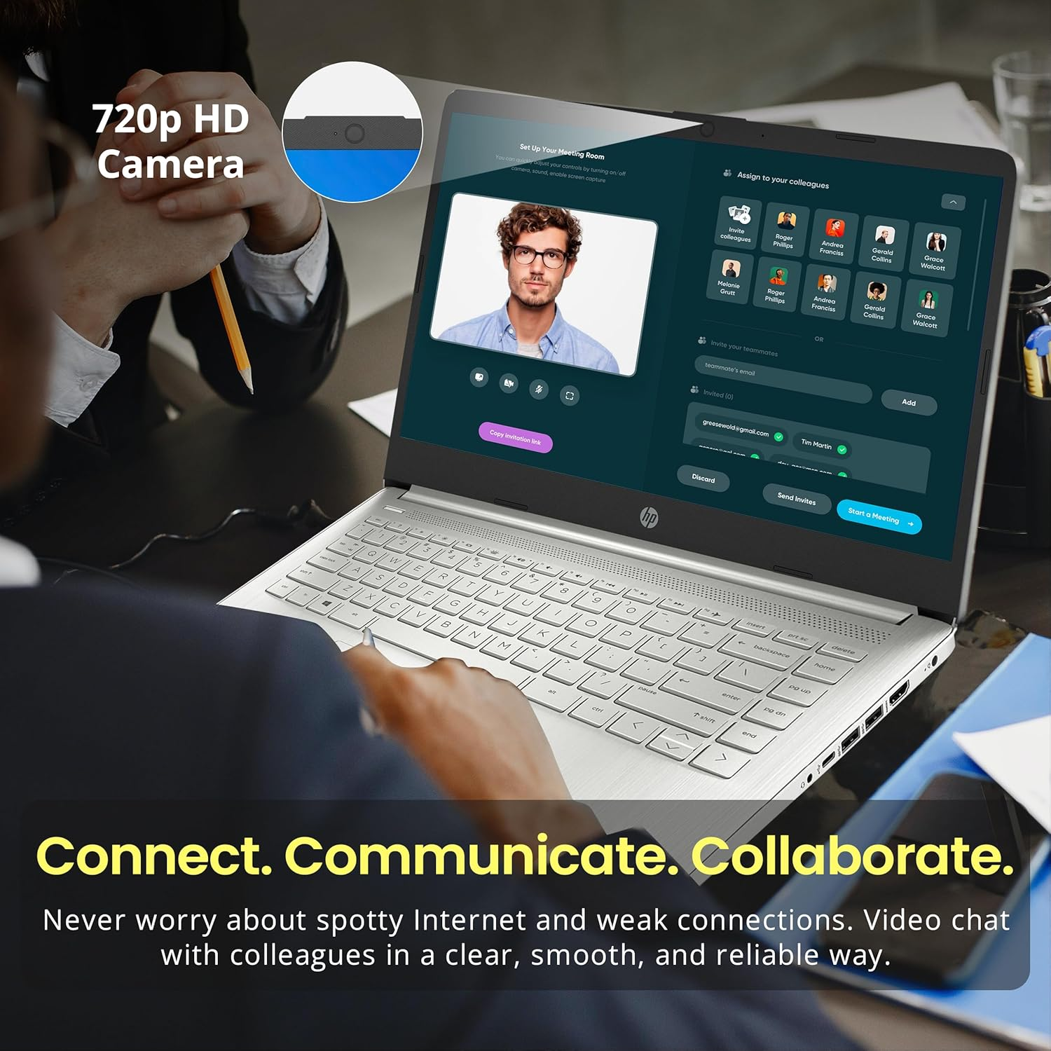 HP Flagship 14" Laptop with 1 Year Office 365 | 8GB RAM | 1.28TB Storage(128Gb Emmc & 160GB Docking Station & 1TB Cloud Storage) | Intel 4-Core Processor| Webcam | Wi-Fi | Windows 11 | Silver