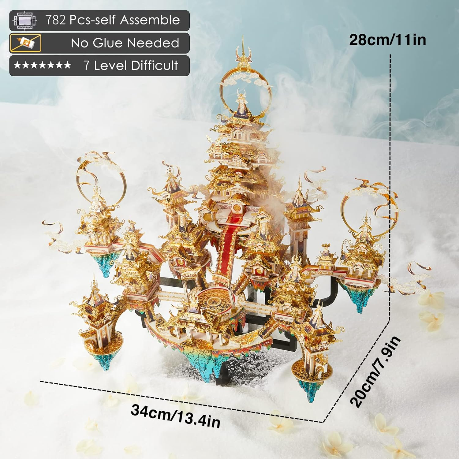 Piececool 3D Metal Asian Puzzles Model Kits- LINGXIAO Palace Metal Building Kits for Adults, Brain Teaser Puzzle DIY Handcraft Best Gifts for Man Woman Family - Xanadu image number 3