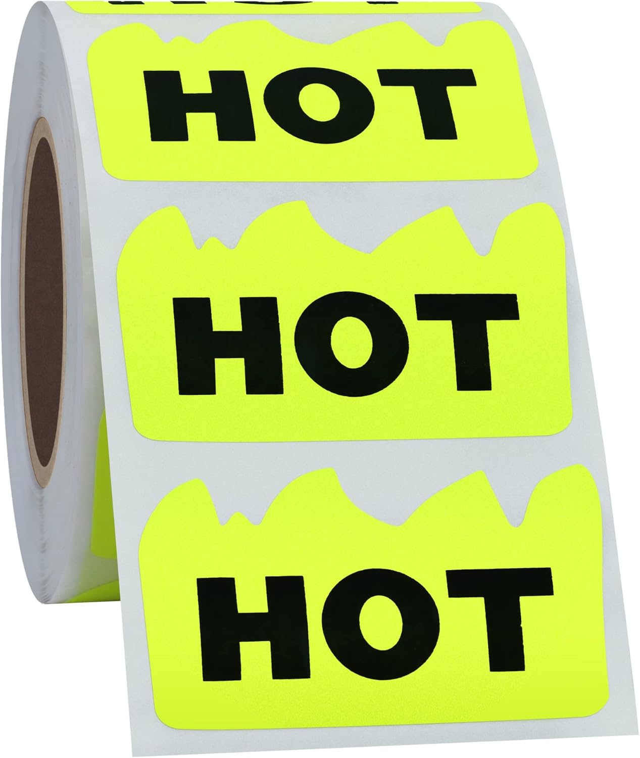 Hybsk 2 X 1.18 Inch Hot Stickers 500 Pcs Fluorescent Yellow Flame Fire Sticker Labels for Restaurant Supermarkets Stores Coffee Shops (Fluorescent Yellow) - Fluorescent Green image number 6