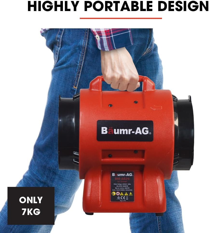 Baumr-Ag 200Mm (8 Inch) Portable Air Blower Mover Axial Ventilation Extraction Fan image number 4