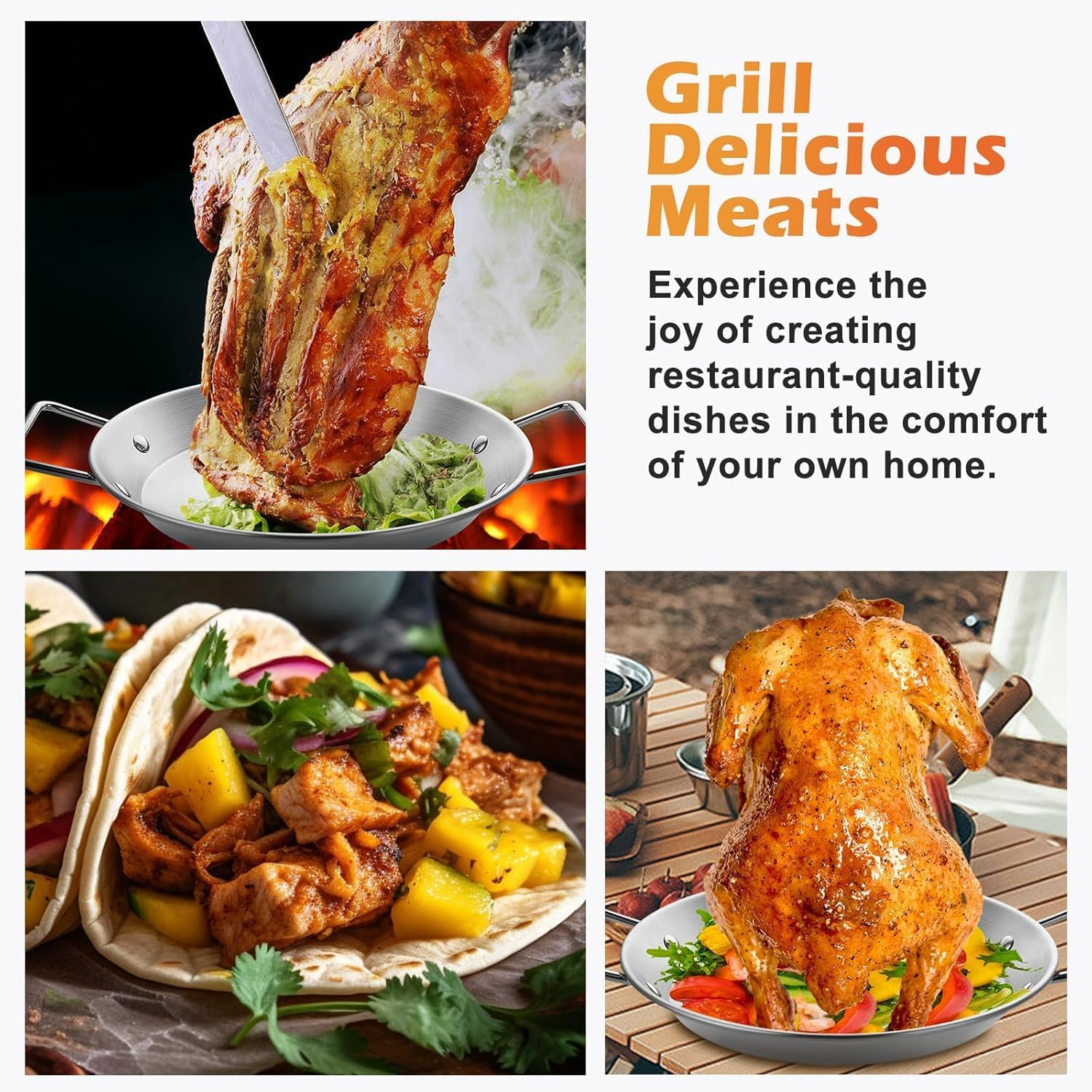 Pastor Skewer for Grill, Thickened Stainless Steel Vertical Skewer Stand for Tacos Al Pastor, Shawarma, Kebabs with 3 Removable Barbecue Skewers (8", 10" & 12") Fit for Smoker, Grill, Oven