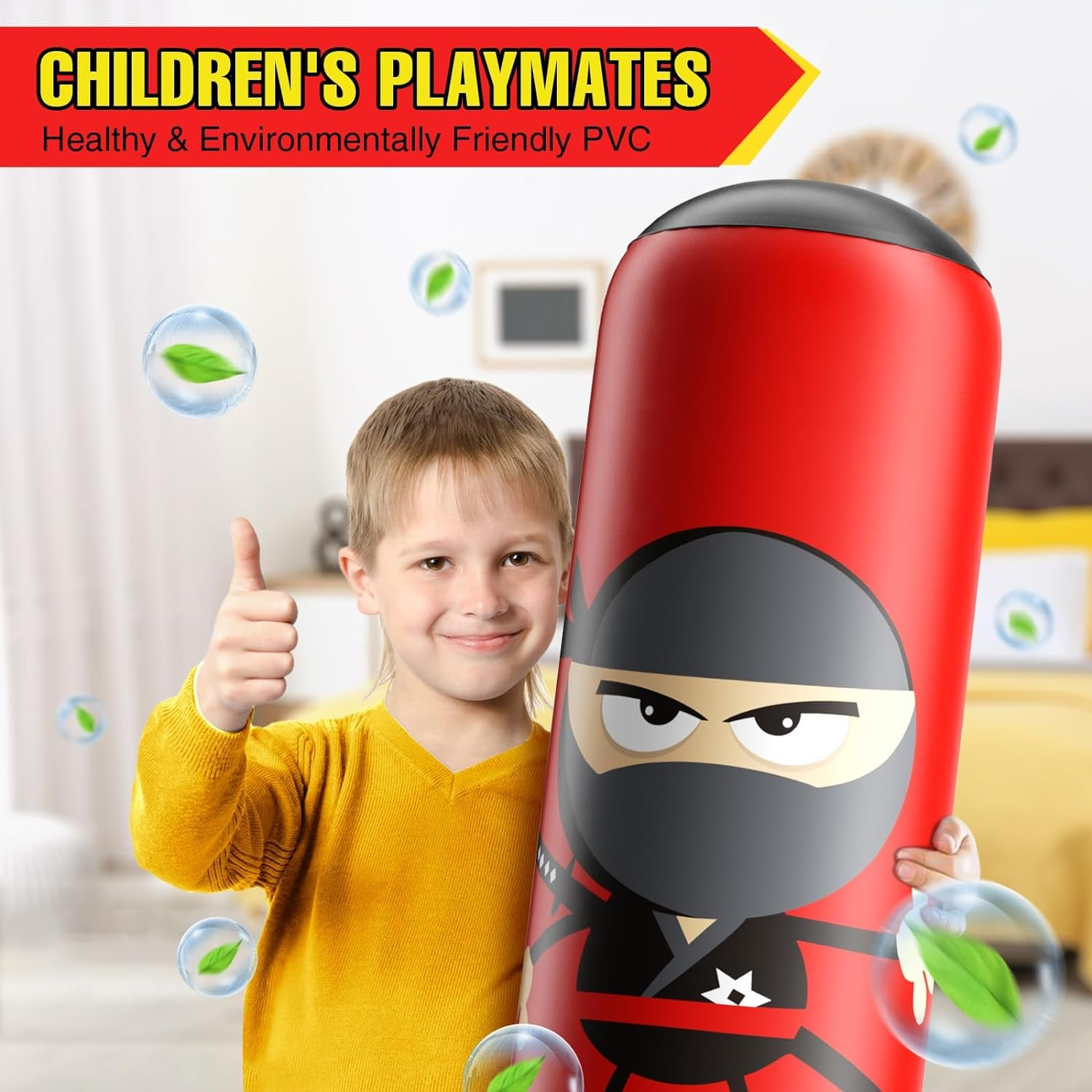 Inflatable Kids Punching Bag, Punching Bag Karate Gifts for Boys and Girls, Boxing Bag for Immediate Bounce Back for Practicing Karate, Taekwondo image number 4