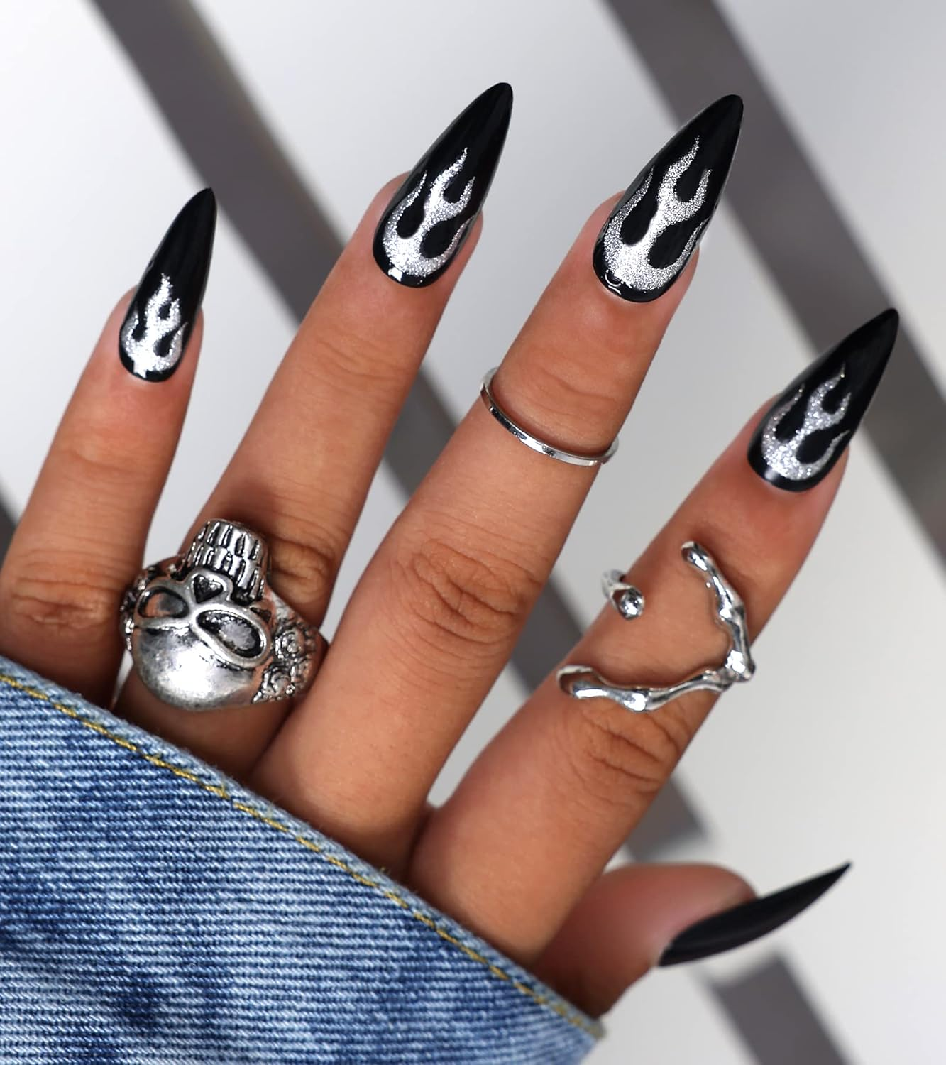 Morily 24Pcs Wine Red Press on Nails Medium Length Stiletto False Nails Long Fake Nails Glossy Acrylic Stick on Nails Solid Color Almond Full Cover Artificial Nails for Women (Wine Red)