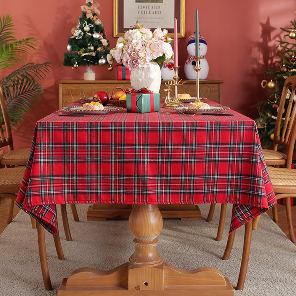 Anaado Red Christmas Table Cloth Rectangle, Xmas Table Cover for Christmas Decorations, Parties, Dinning, 55''X70'' image number 2