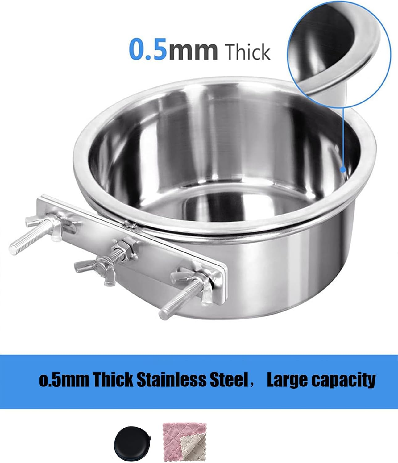 Stainless Steel Dog Bowls, Stainless Steel Dog Bowls, No - Spill Dog Crate Bowls (Water & Food) - Hanging Kennel Water Container image number 1