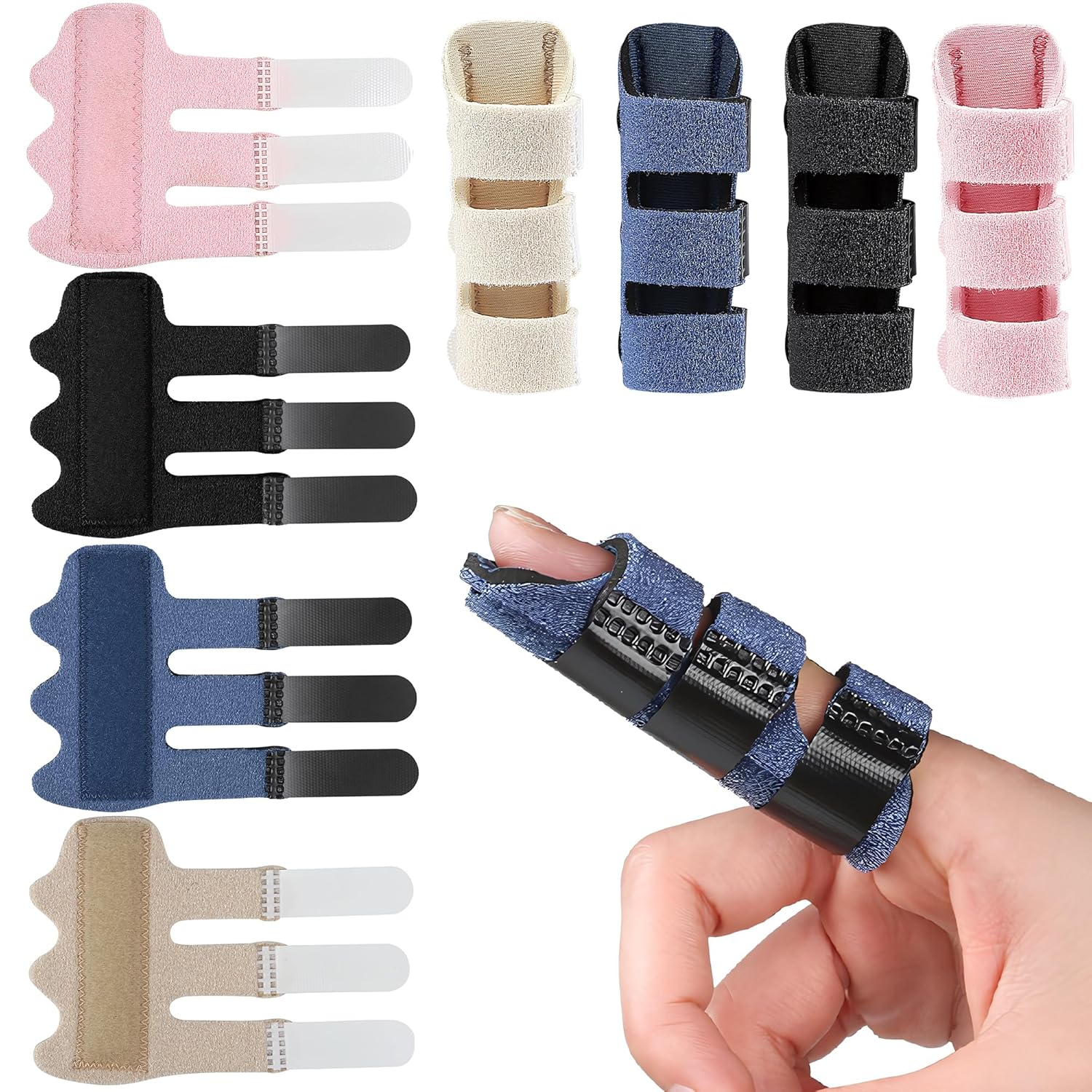 Trigger Finger Splint, 4PCS Finger Splint 3 Straps Trigger Fingers Brace Support for Arthritis Broken Mallet Finger Splint Finger Protector Finger Splints for Arthritis Aids Pain Relief image number 3
