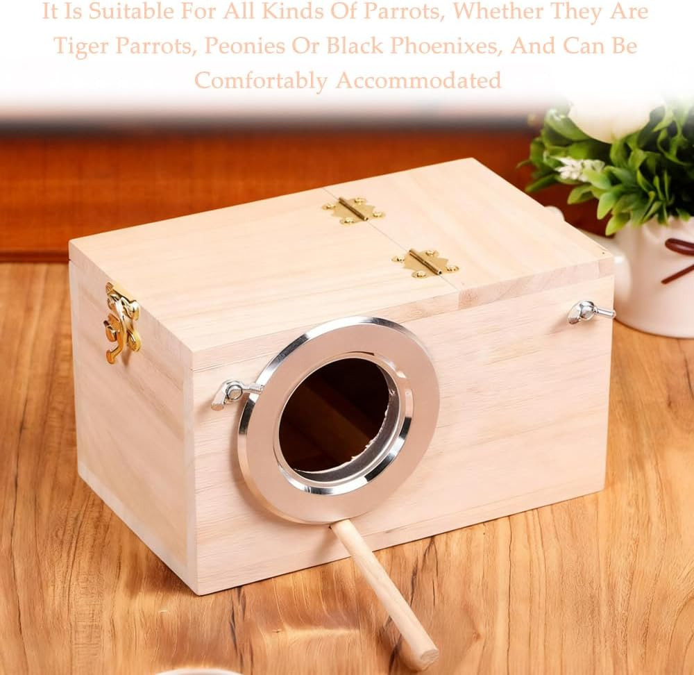 Wooden Parakeet Nesting Box, Bird Breeding Box, Birdhouse, Bird Cage for Finches, Cockatiels, Budgies, Conures, and Other Parrots (24.5 * 13 * 13 Cm) image number 2