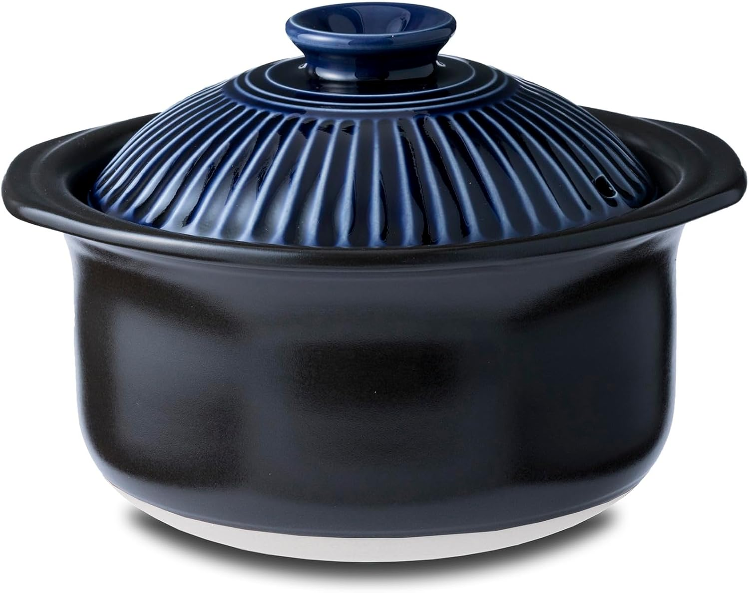Ginpo Touki 46161 Banko Ware Ginpo Chrysanthemum Rice Pot, 2 Cooking, Double Lid, Rice, Earthenware, Compatible with Direct Fire, Lapis Glaze, Blue, Made in Japan image number 2