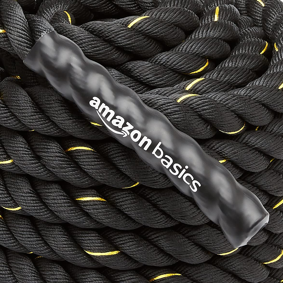 Amazon Basics Heavy Exercise Training Workout Battle Rope, 8.7 X 0.04 Meters, Black image number 3