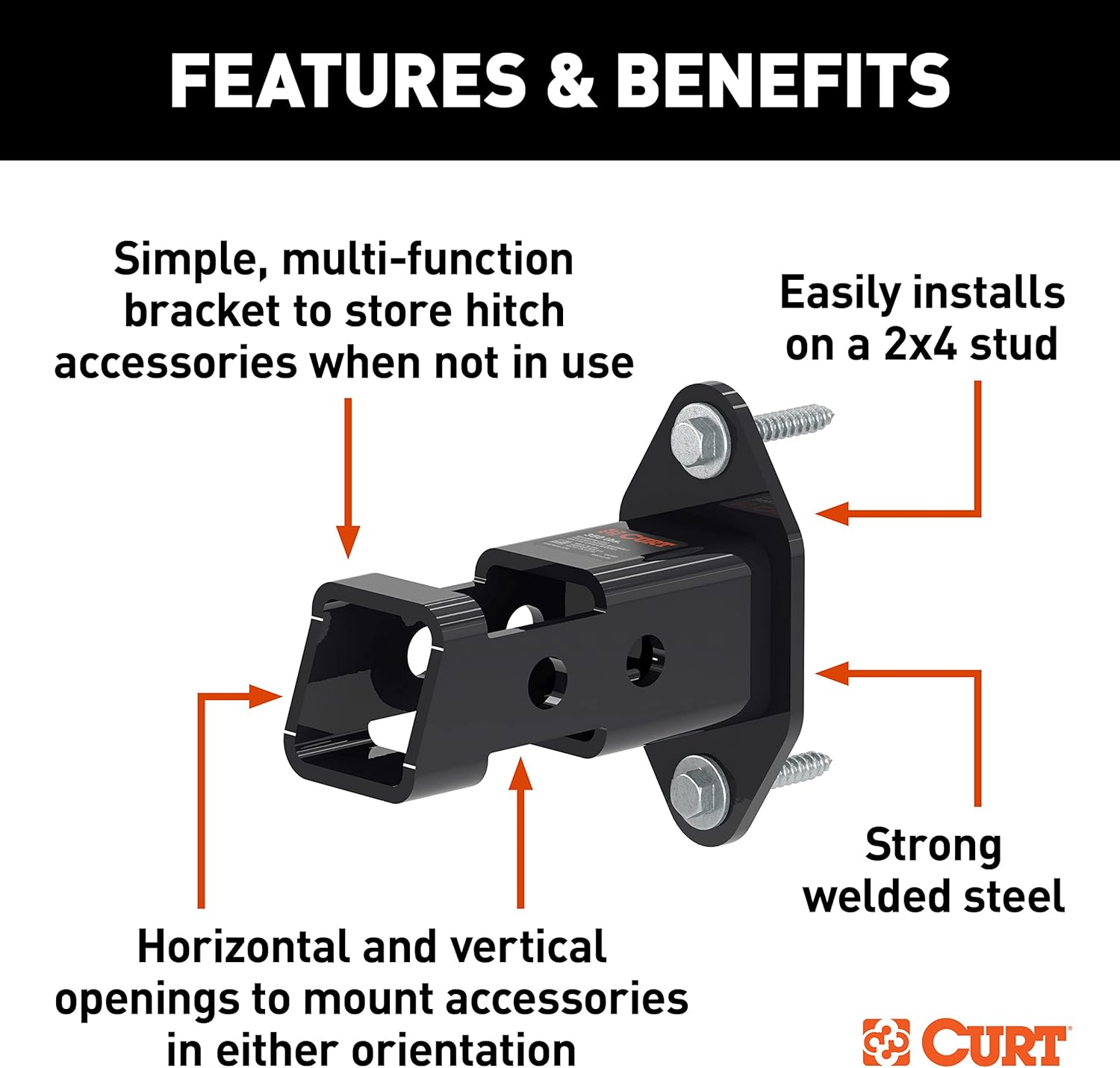 CURT 45069 Hitch Accessory Wall Mount, 2-Inch Receiver