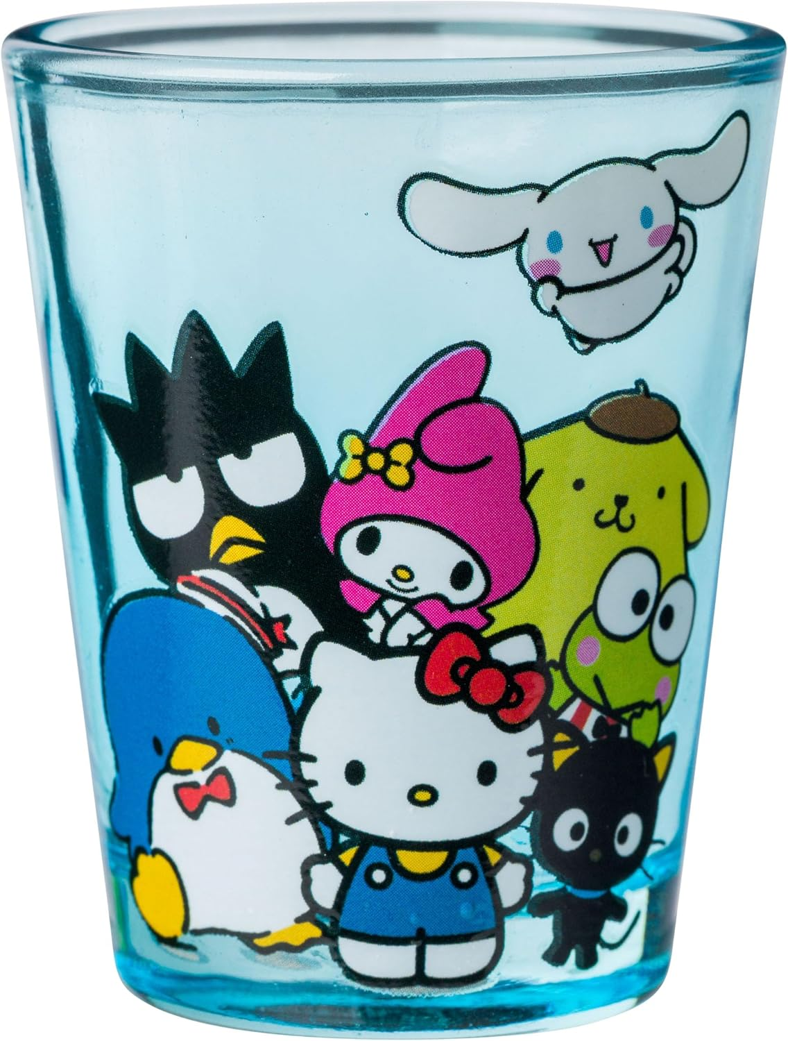 Silver Buffalo Sanrio Group Shot Set 4-Pack Mini Glass Set, 1.5 Ounces - Hello Kitty And Friends Rainbow image number 2