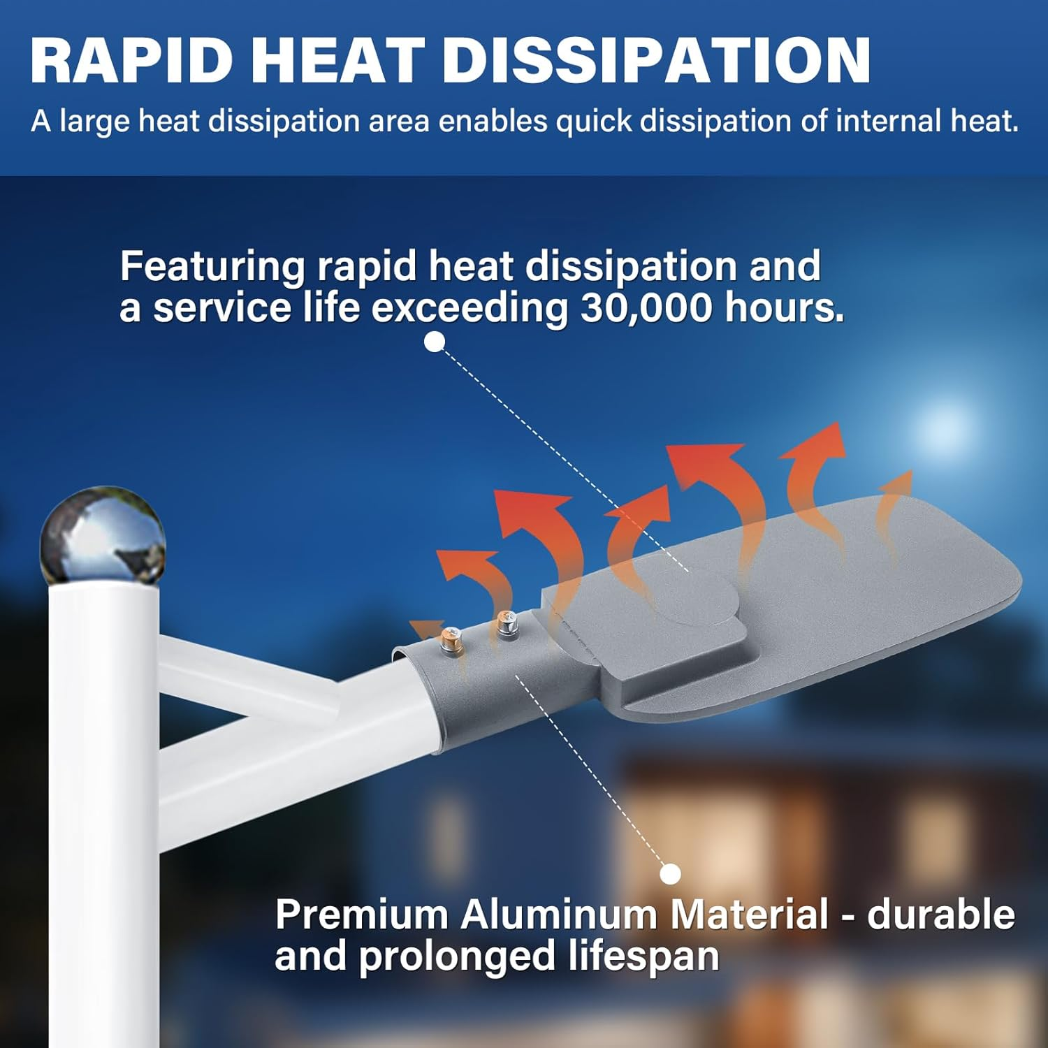 SKYWORLD LED Street Light, 30 W 2426 LM LED Street Lamp Mast Light 4000 K Warm White IP66 Waterproof Outdoor Lights Safety Wall Light for Roads Parking Courtyard Square Path Lamp image number 1