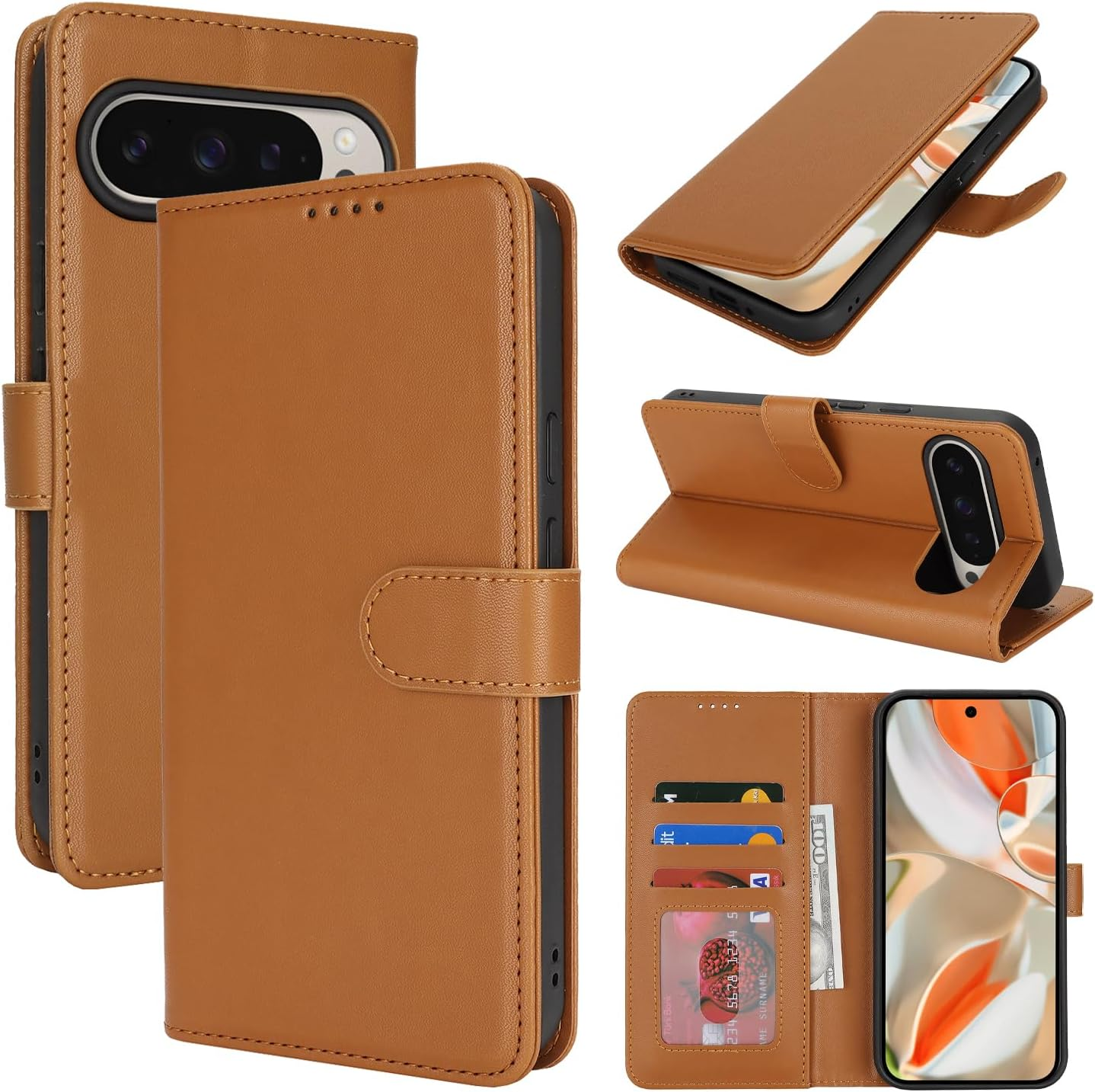 For Iphone 16 plus Case Phone Leather Wallet with Card Holders Slots Magnetic Flip Cover Purse Sunyoo Case Etui Portefeuille Pour Femmes Homme Coque Porte Feuille Carte for Iphone 16Plus Black