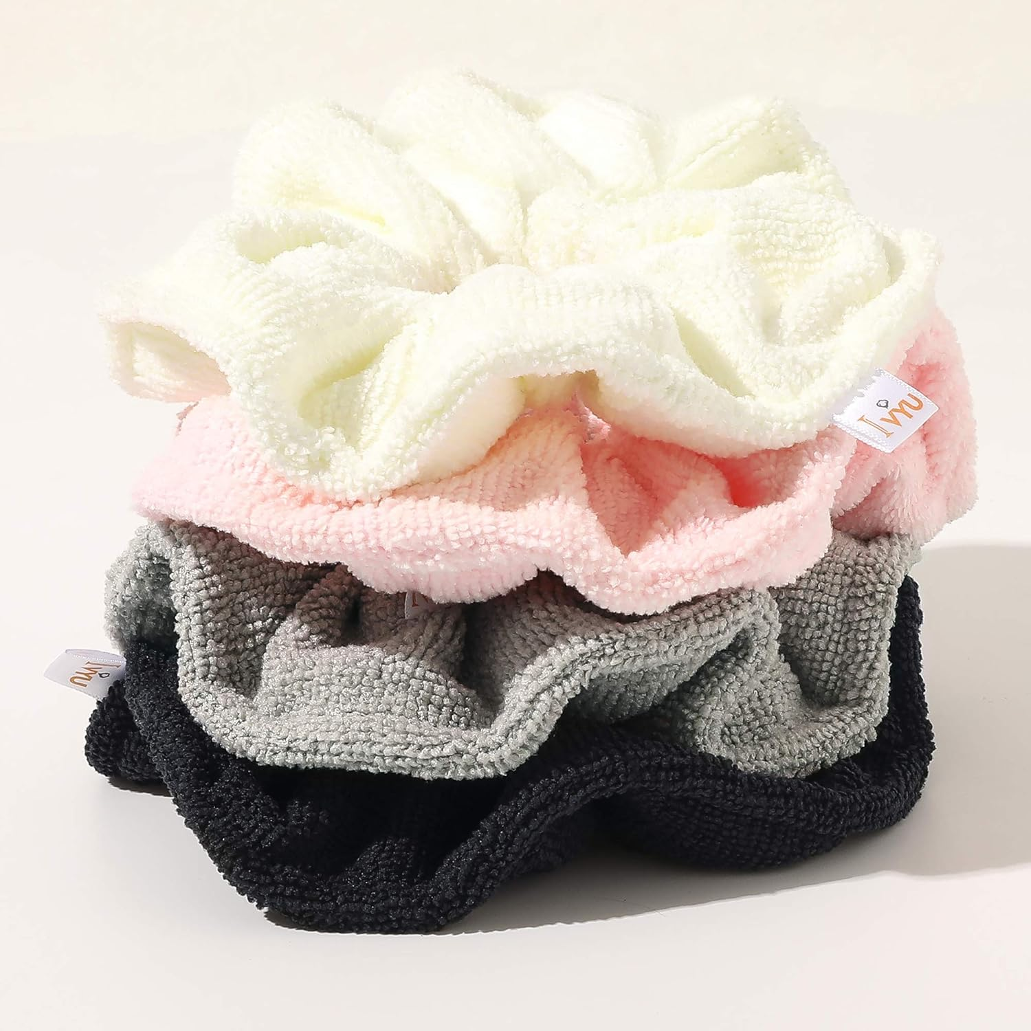 Ivyu Microfiber Hair Drying Scrunchies Towel Fiber Large Big Scrunchie for Curl Hair for Shower Wet anti Frizz Hair Products Absorbent Fast Terry Cloth Sleep Scrunchy image number 1