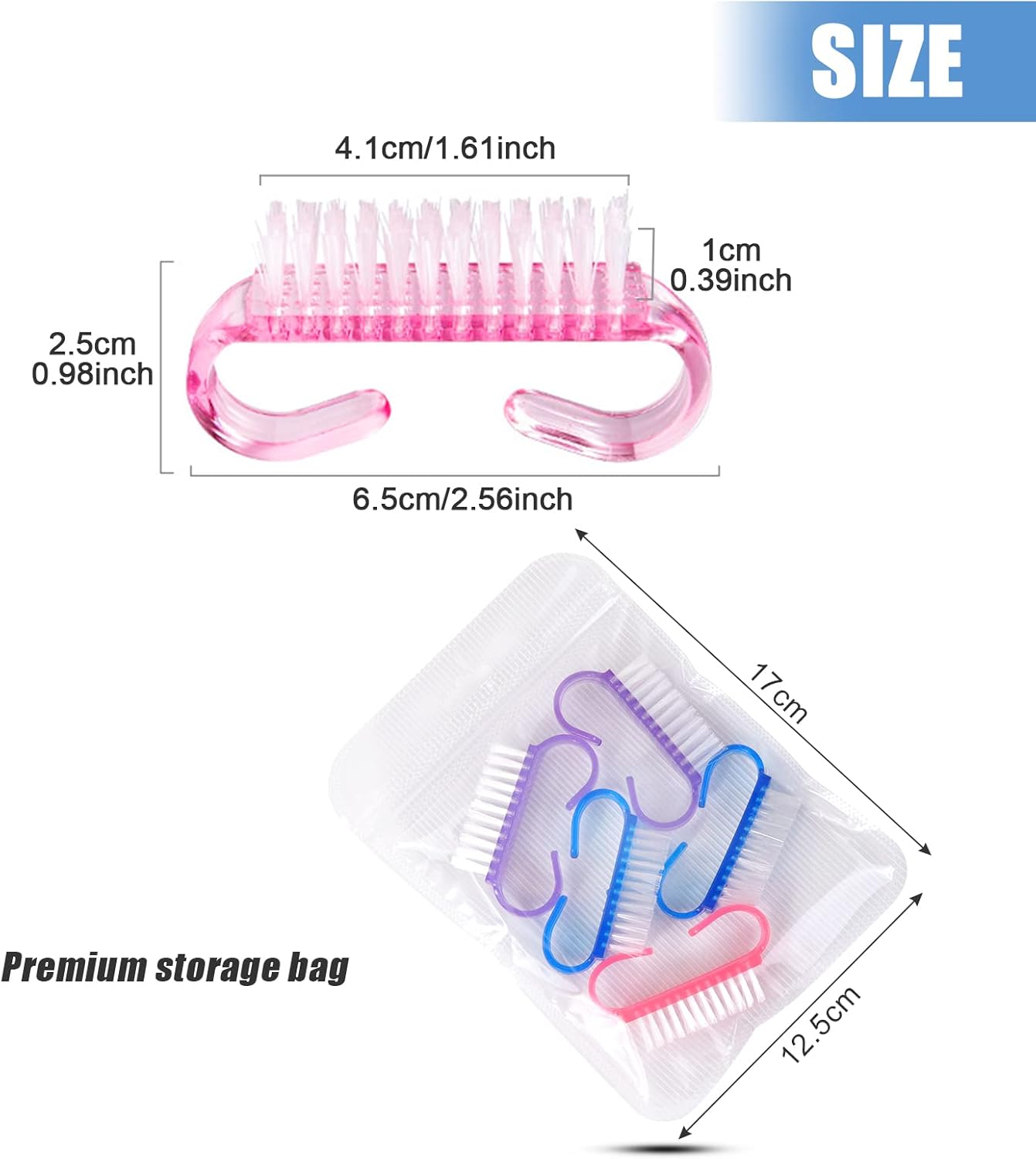 Hanyousheng Nail Brush, Pack of 5 Nail Brushes, Hand Wash Brush, Dust Remover Brush with Handle, for Cleaning Beauty Hand and Nail Cleaning (3 Colours) image number 3