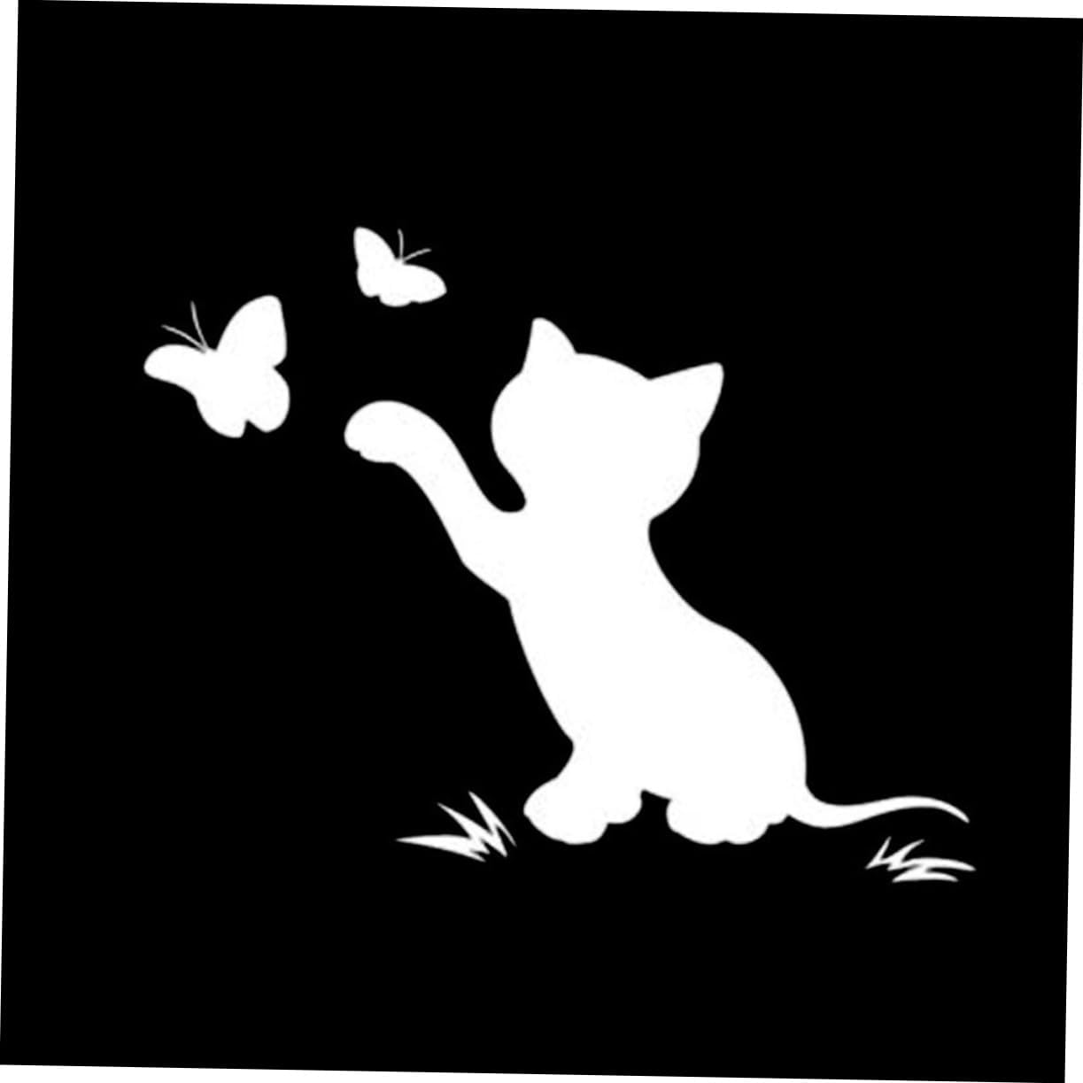 ELAYARD 4 Pcs Flapping Cat Car Sticker Black and White Cover Scratch Pet Material Reflective Effect Stylish Cartoon Decals for Cars Exterior Protection and Decoration image number 3