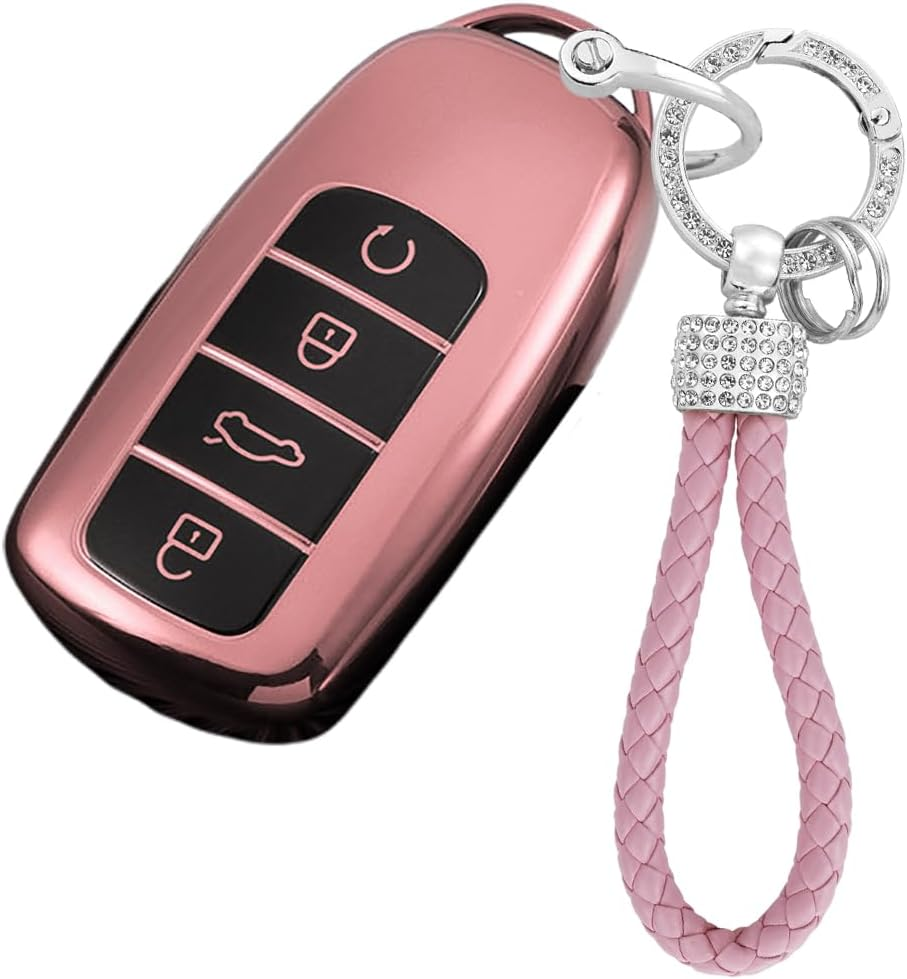 Ontto Car Key Fob Cover Fit for Chery Jaecoo J7 J8 J9 Tiggo 8 Pro Tiggo 8Plus 5 plus 7Pro Tiggo 7 Pro Max Omoda 5 C5 Key Holder TPU Smart Shell Case Keyring Keychain Auto Styling Accessories Pink 2 image number 1