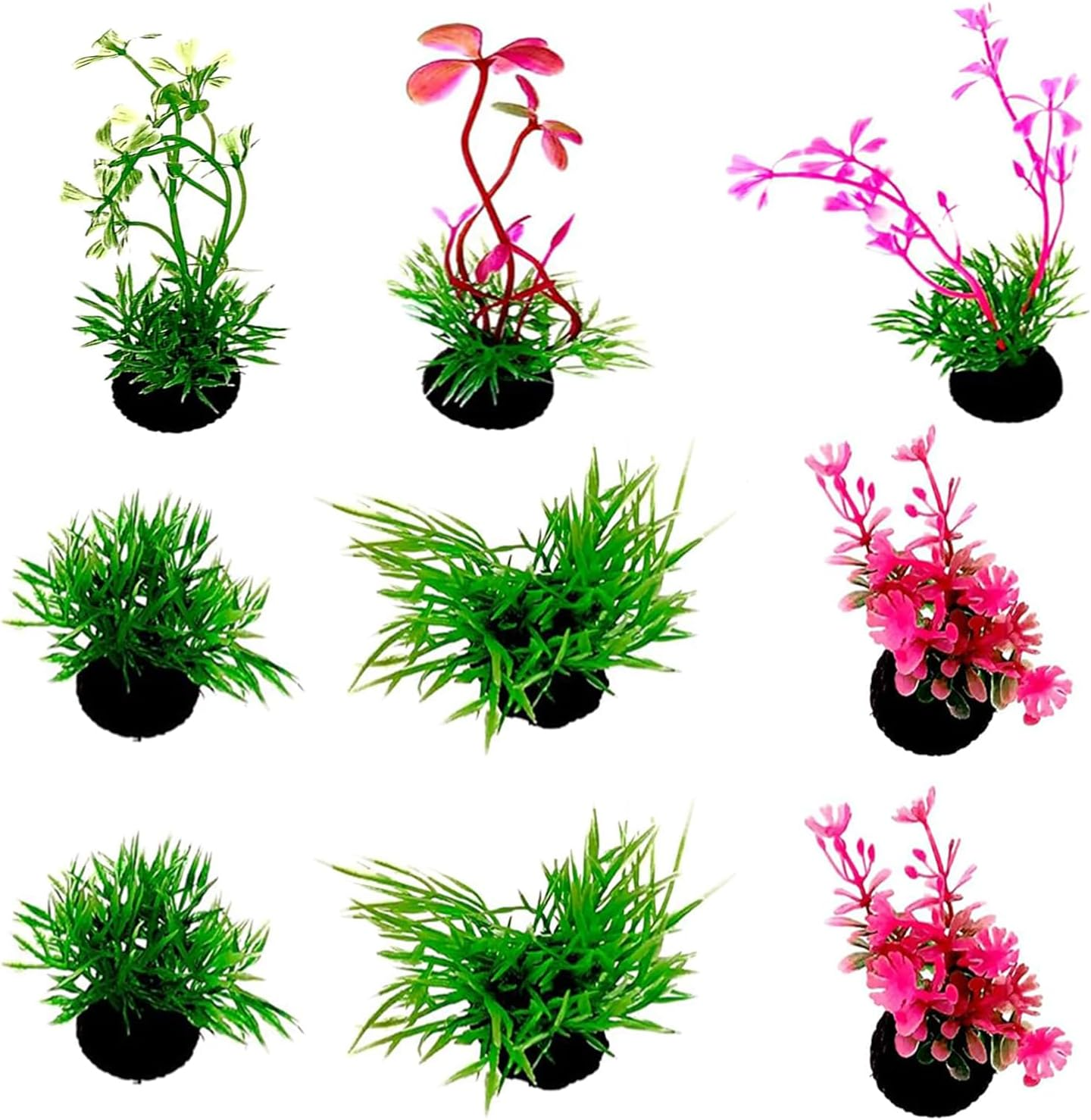 Small Artificial Aquatic Plants ，Plastic Aquariums Plants Decorations,Used for Household and Office Aquarium Simulation Plastic Hydroponic Plants（9 Pack） image number 2