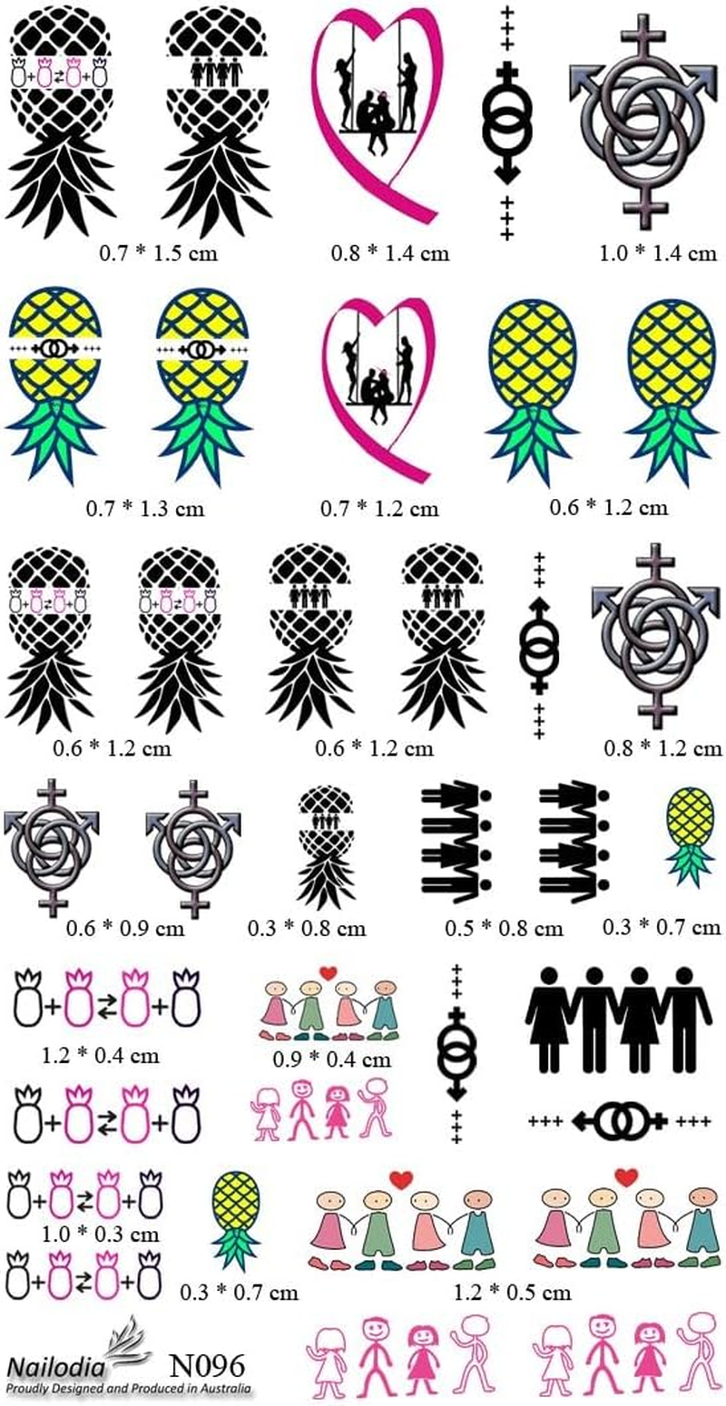 Upside down Pineapple Swinger Couple Married with Benefits Nail Art Decal Sticker