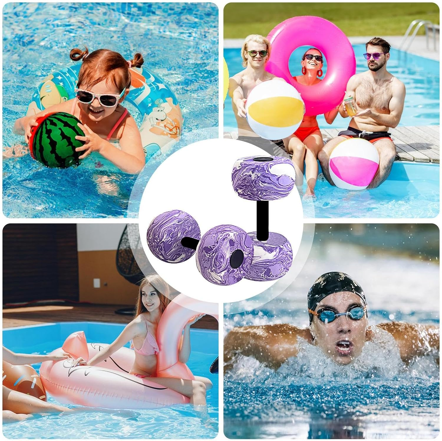 Pool Weights for Water Exercise, Aquatic Fitness Exercise Water Dumbbells, EVA Foam Water Weights Aqua Aerobics Equipment for Water Resistance Training
