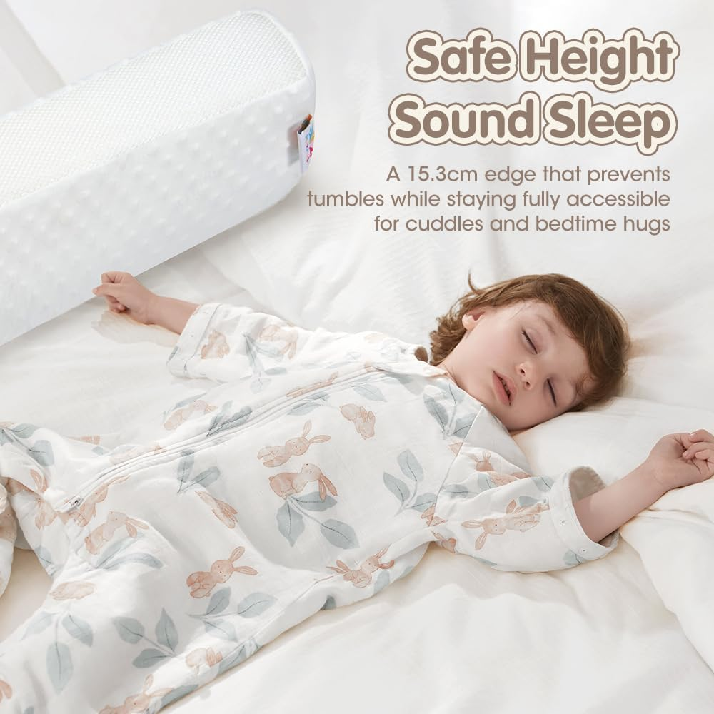 Playpals Bed Bumpers for Toddlers 2-Pack, Soft Memory Foam Toddler Bed Rail with Non-Slip Bottom, Machine Washable Cover, Safety Bed Guard Rail for Twin, Full, Queen, King Beds image number 3