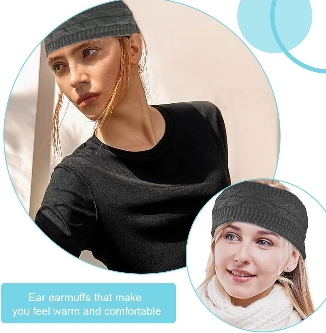 BIRLOZA 1 X Winter Headband Women'S Knitted Crochet Warm Ear Warmer Hair Band Elastic Headband for Outdoor Sports image number 5