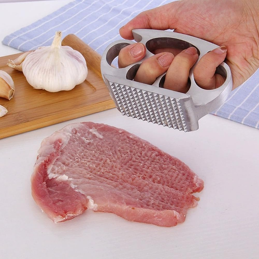 Renyigou Meat Tenderizer Hammer Steak Hammer Mallet Zinc Alloy Meat Tenderizer Hammer Pork Chop Steak Meat Mallet Rubber Portable Kitchen Tools image number 2