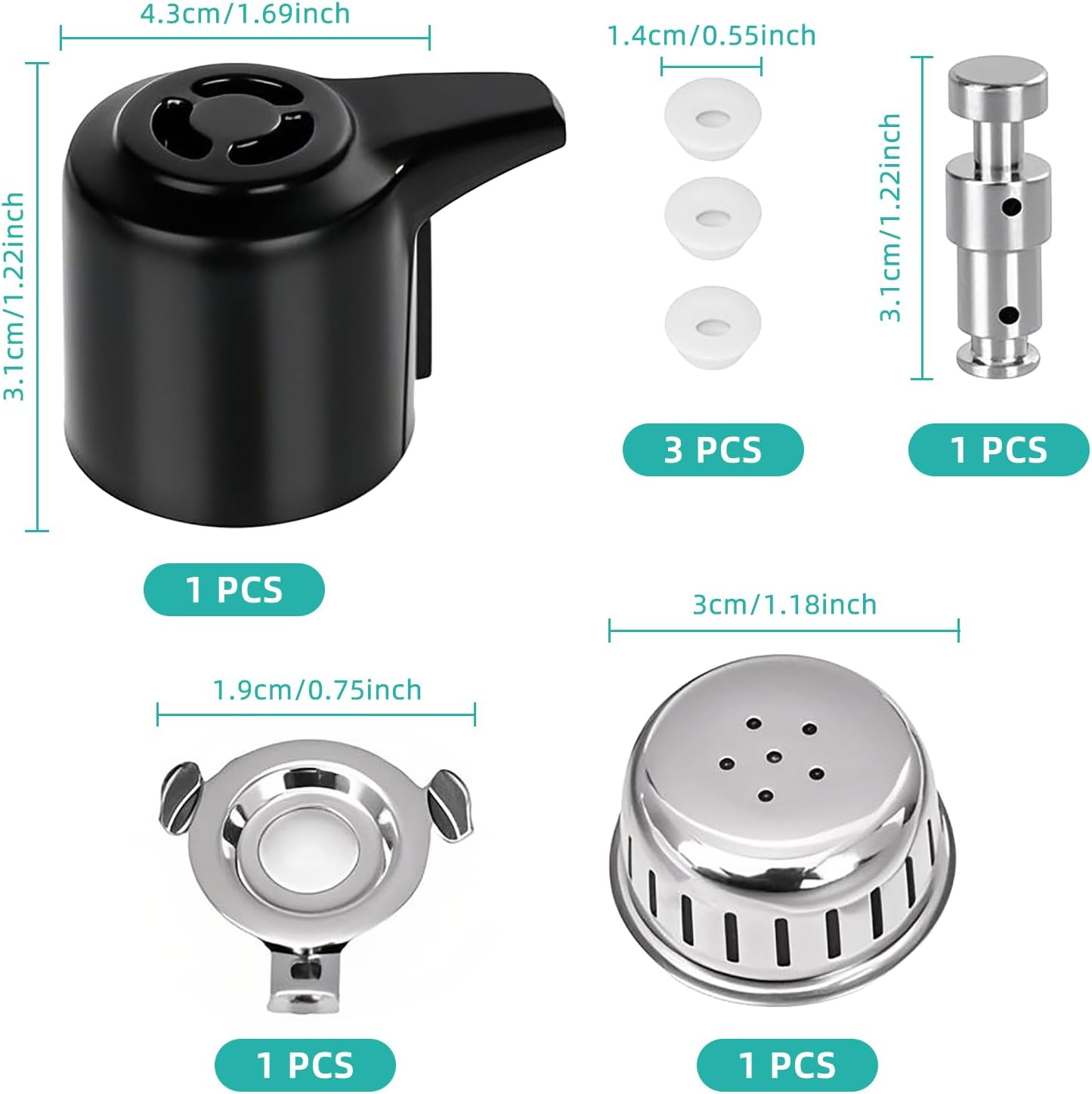 Steam Release Handle, Original Float Valve Replacement Parts with 3 Silicone Caps for Instant Pot Duo/Duo plus 3, 5, 6 Quart, Duo Mini 3 Qt, Duo50 5 Qt, Duo/Duo plus 60 6 Qt by ZYLONE - Float Valve-Lux Series image number 5