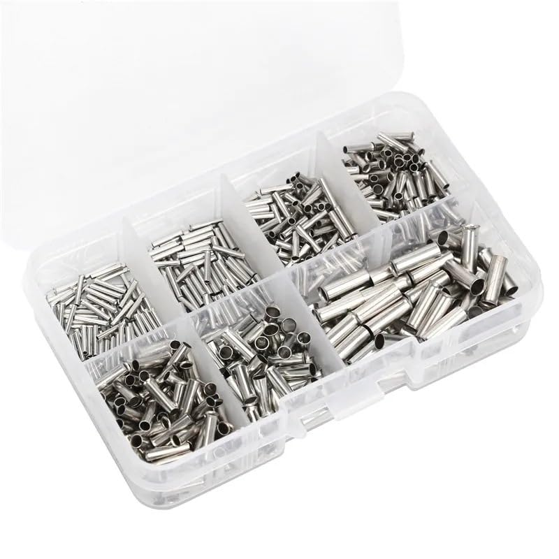 600Pcs Wire Copper Crimp Fitting Ferrules Assortment Kit, 7 Sizes, 22-10 AWG Wire Ferrules Kits, Electrical Cable Pin Cord End Terminal for Electric Connectors.